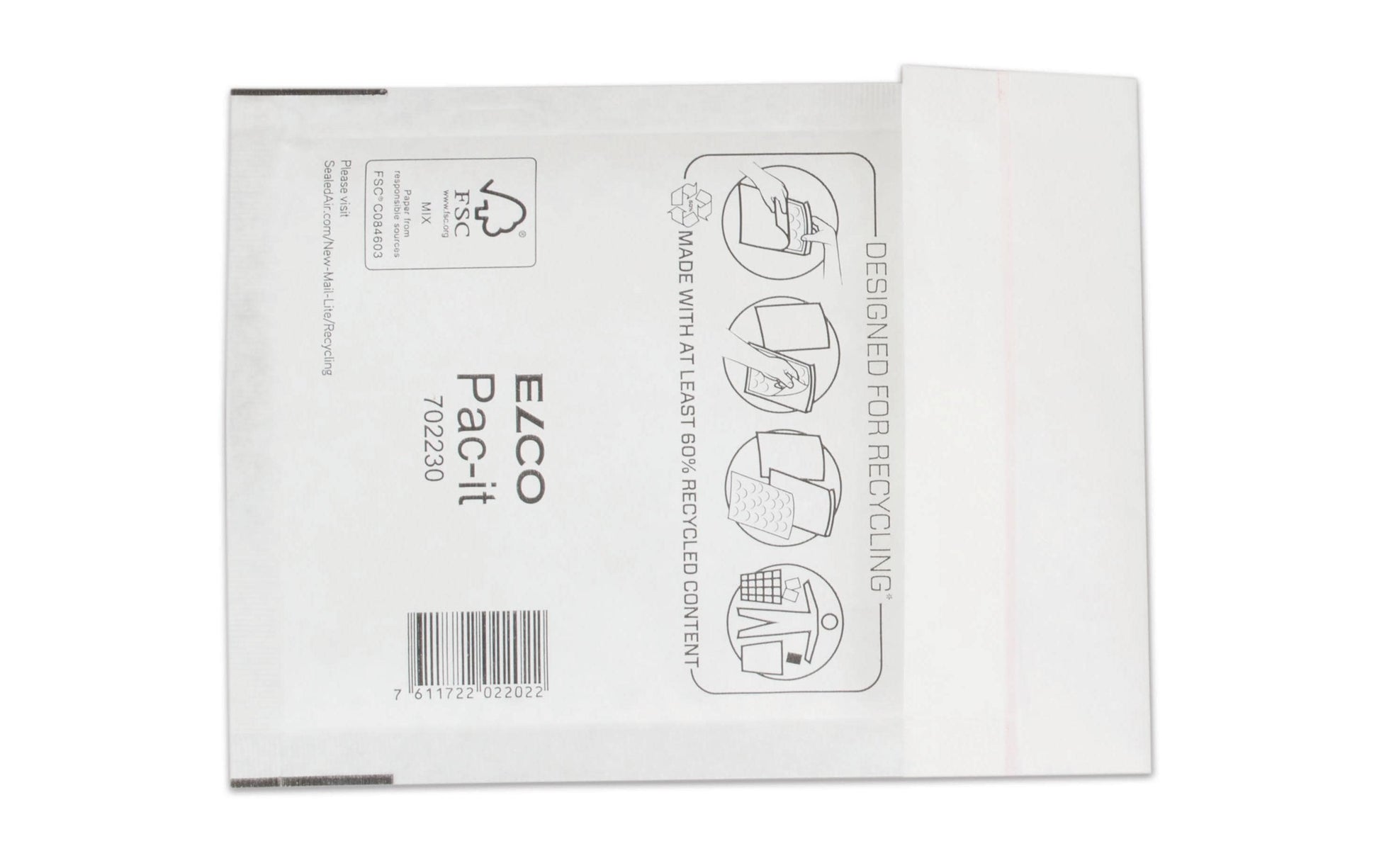Elco Safepost Luftpolstertasche – 122 × 175 mm, selbstklebend, weiss – 200 Stk.
