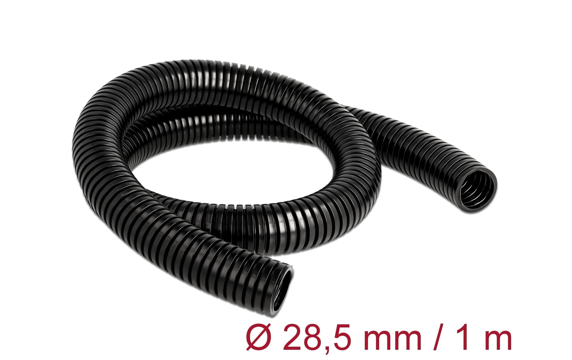 DeLOCK Kabelschlauch – Ø 28,5 mm – 1 m – Kunststoff – Schwarz, 1 Stk.
