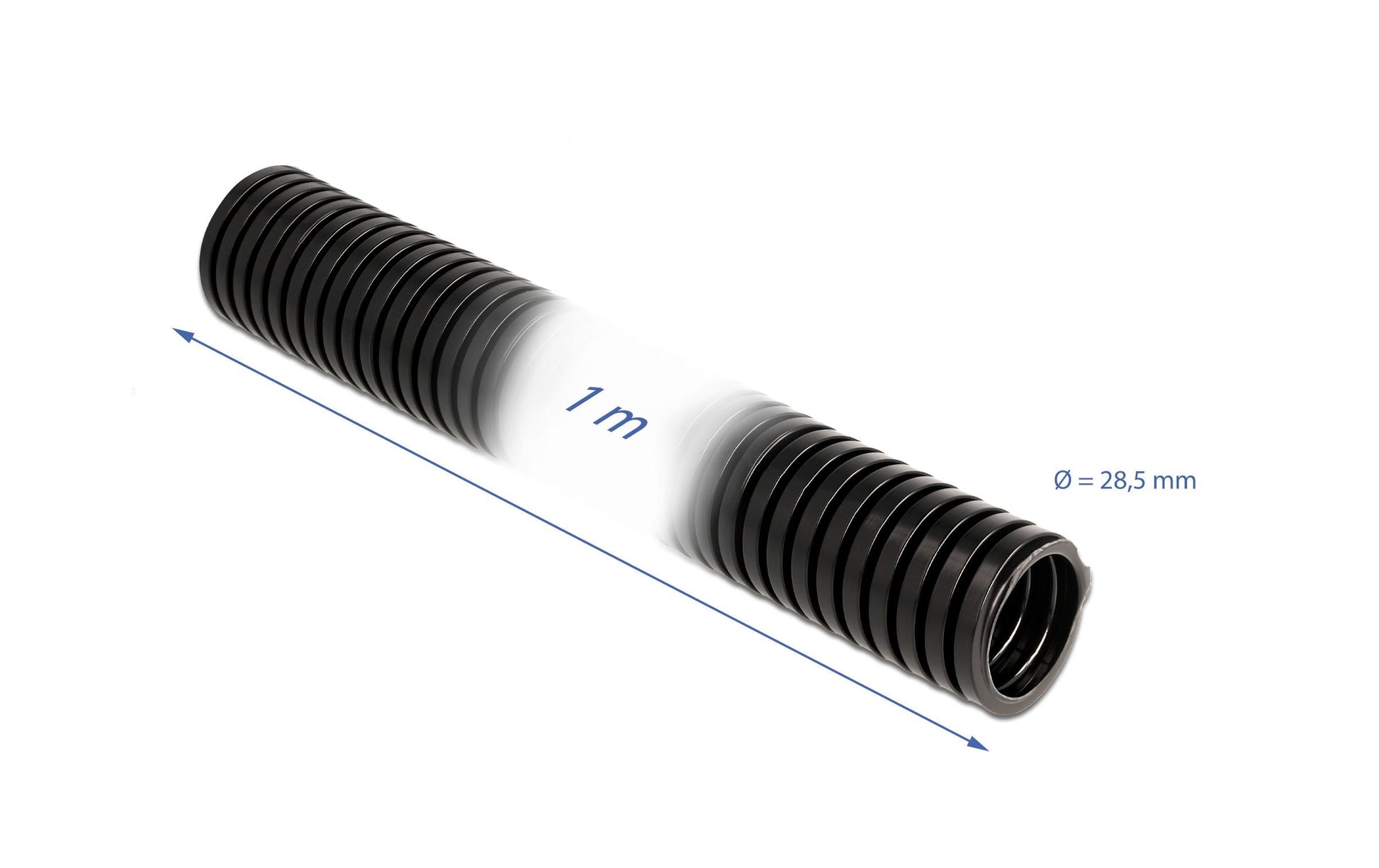 DeLOCK Kabelschlauch – Ø 28,5 mm – 1 m – Kunststoff – Schwarz, 1 Stk.