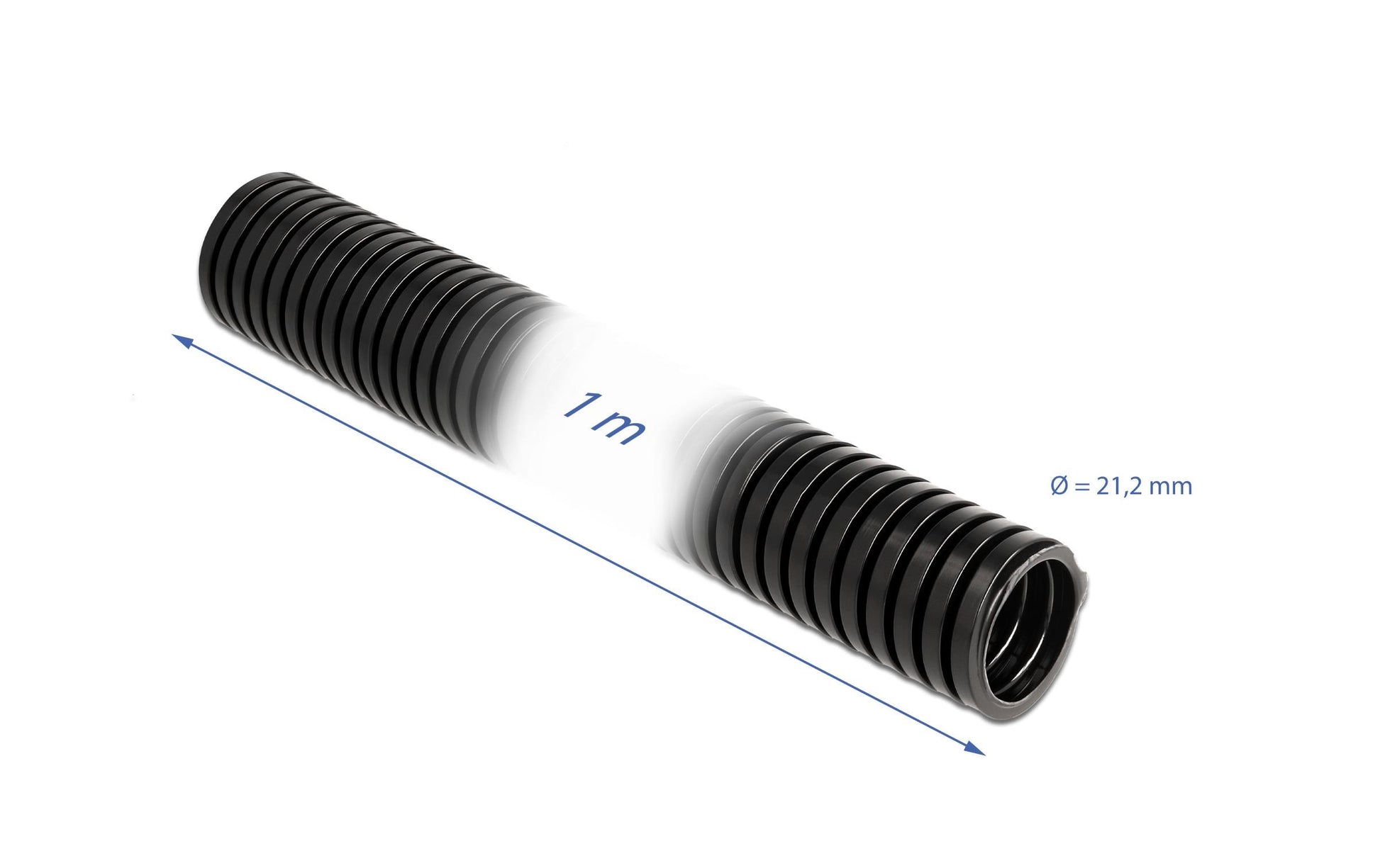 DeLOCK Kabelschlauch, Ø 21,2 mm × 1 m, IP68 – Schwarz