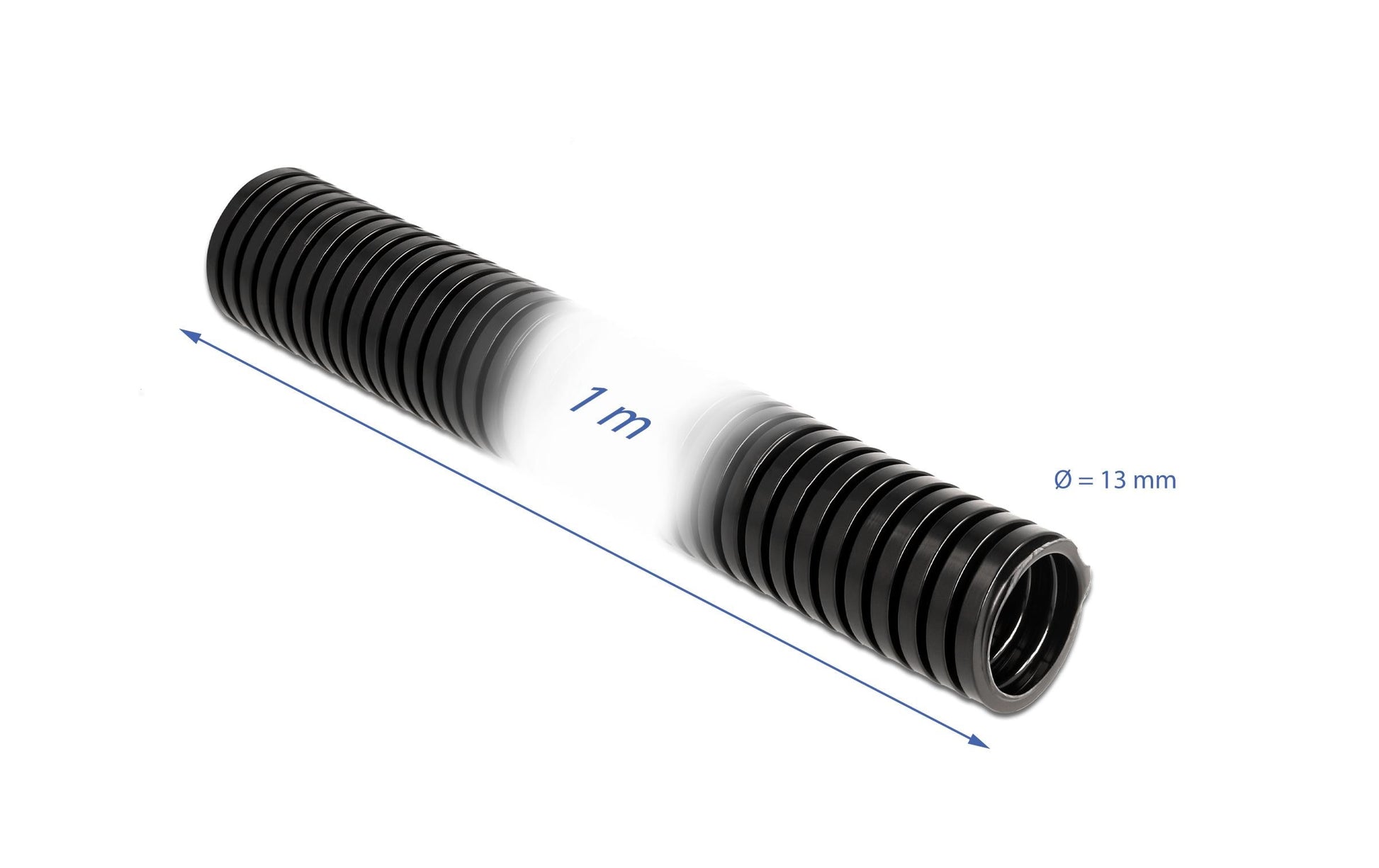 DeLOCK Kabelschlauch – Ø 13 mm – 1 m – Kunststoff – Schwarz
