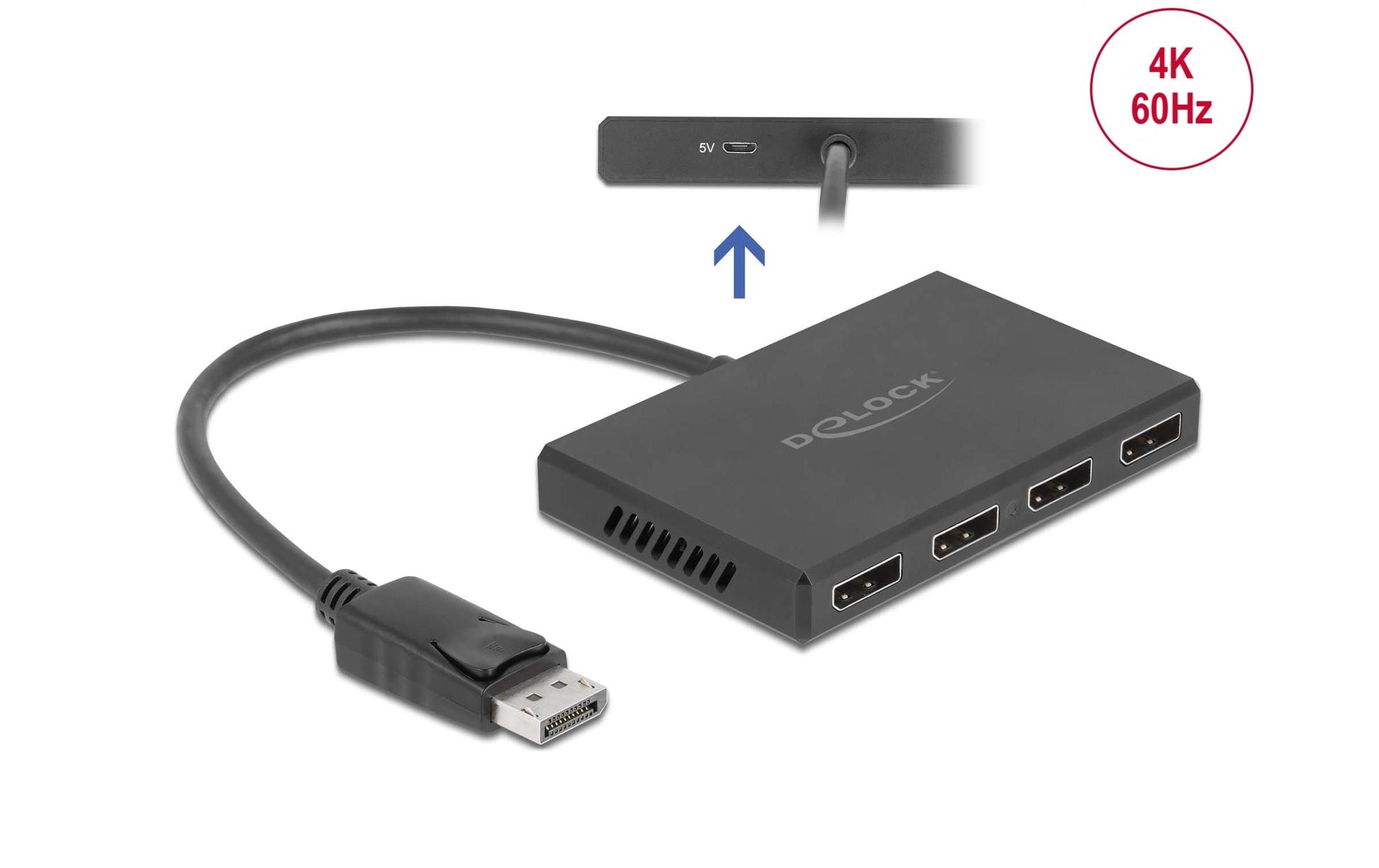 DeLOCK DisplayPort 1.4 – DisplayPort-Splitter, 1×4, aktiv, Micro-USB