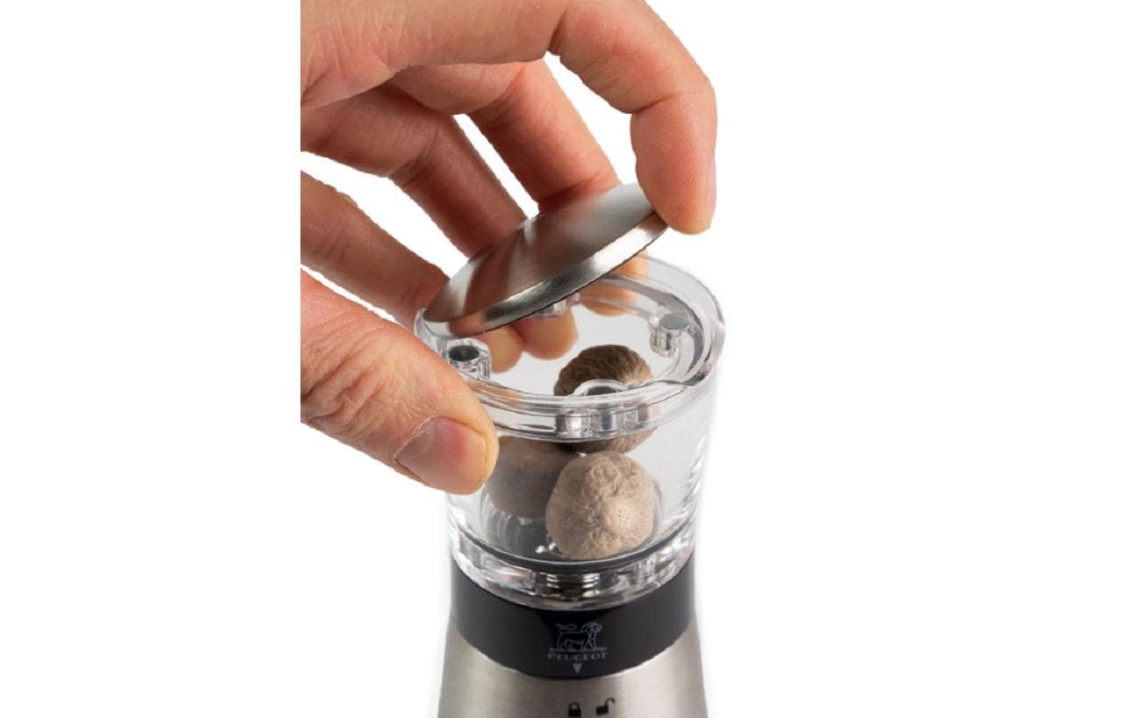 Peugeot Muskatmühle Daman – für Muskatnuss – manuell – Edelstahl, Silber – 15 cm