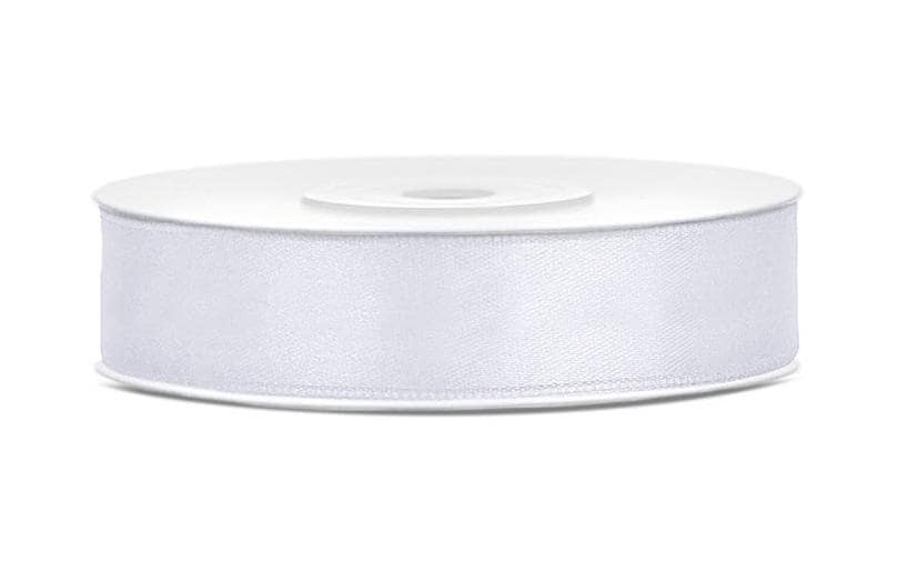 PartyDeco Satinband – Weiss – 1,2 cm × 25 m – Satin – 1 Stk