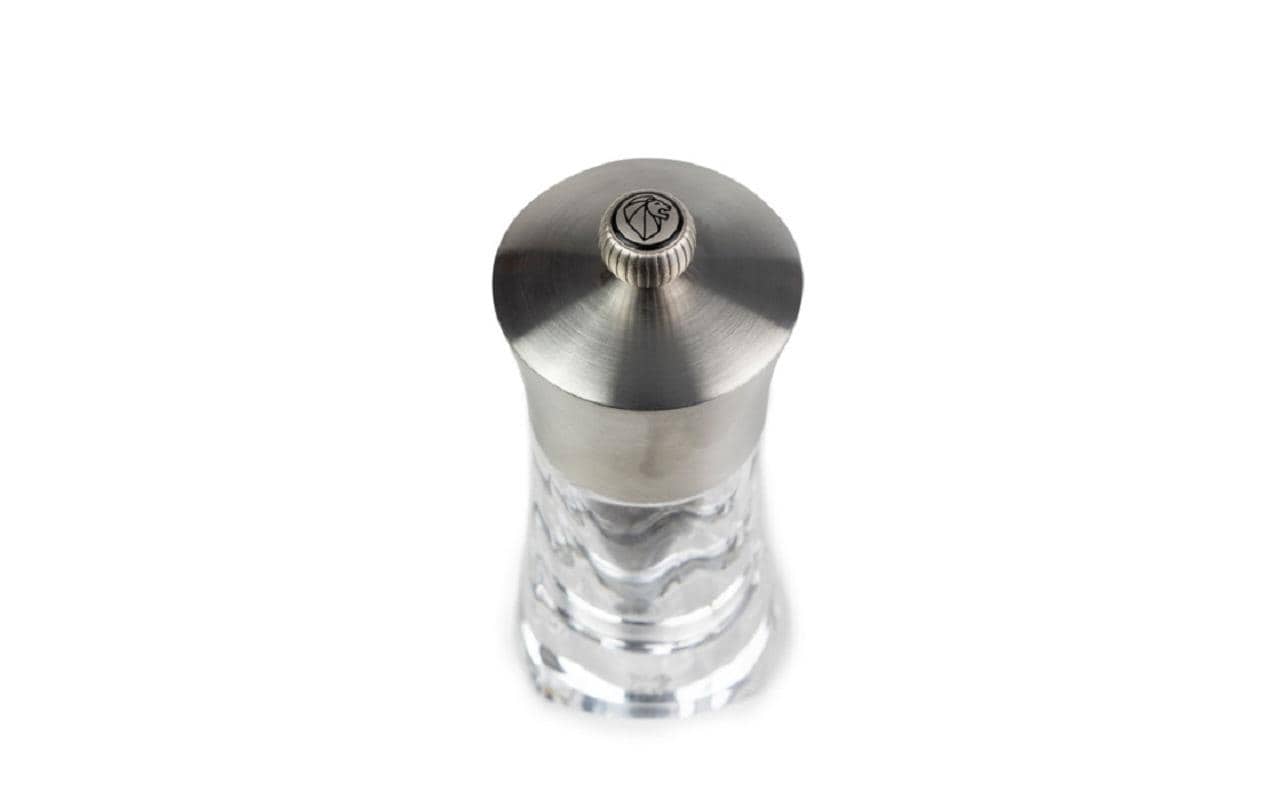 Peugeot Pfeffermühle Ouessant – Einstellbares Mahlwerk, Abnehmbarer Deckel – Acryl/Stahl – Transparent – 14 cm