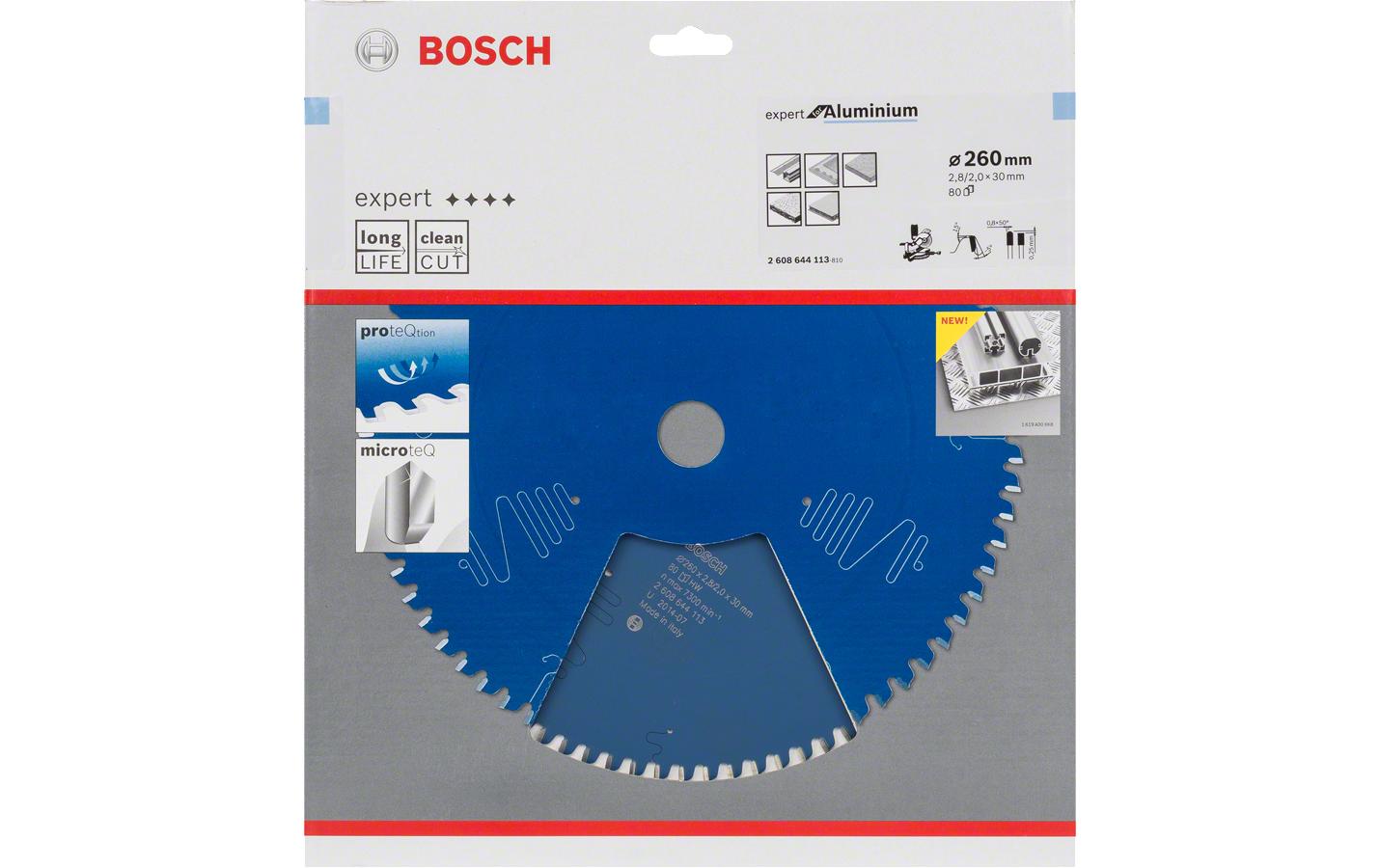 Bosch Professional Expert für Aluminium Kreissägeblatt 260 × 30 × 2,8 mm Hartmetall, 80 Zähne