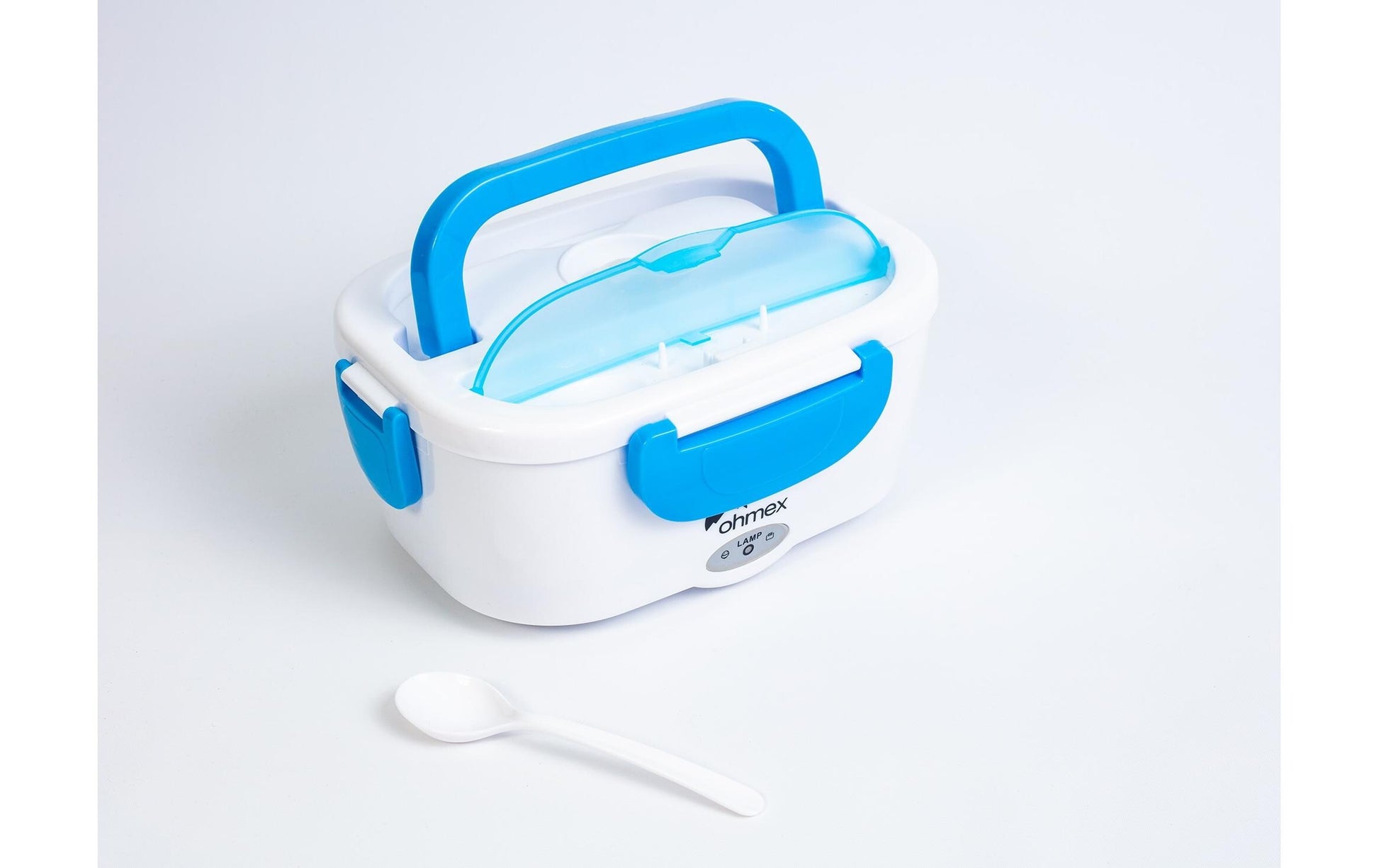 Ohmex Beheizte Lunchbox OHM-BOX-1240 – 1,5 l, 40 W, herausnehmbares Stromkabel – Blau/Weiss