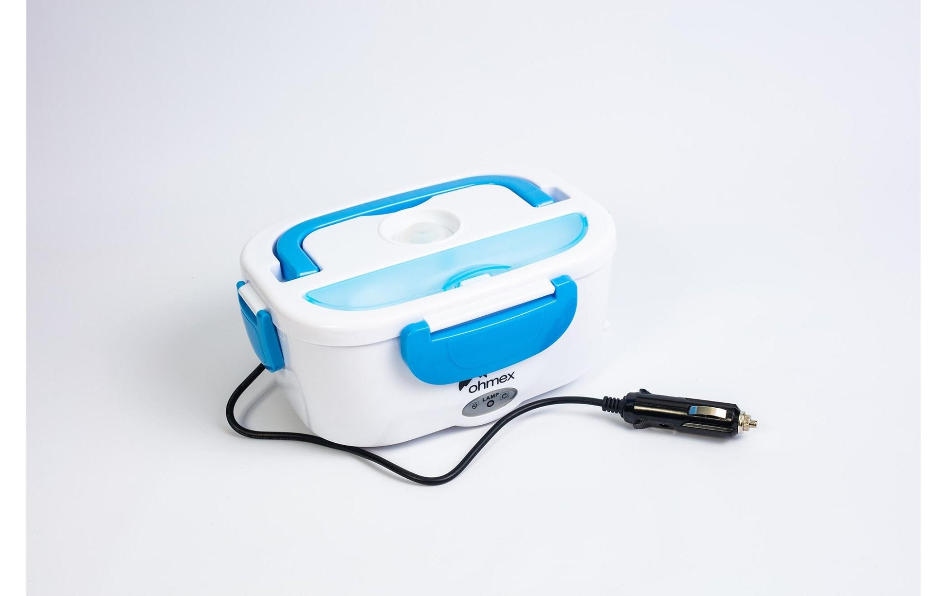 Ohmex Beheizte Lunchbox OHM-BOX-1240 – 1,5 l, 40 W, herausnehmbares Stromkabel – Blau/Weiss