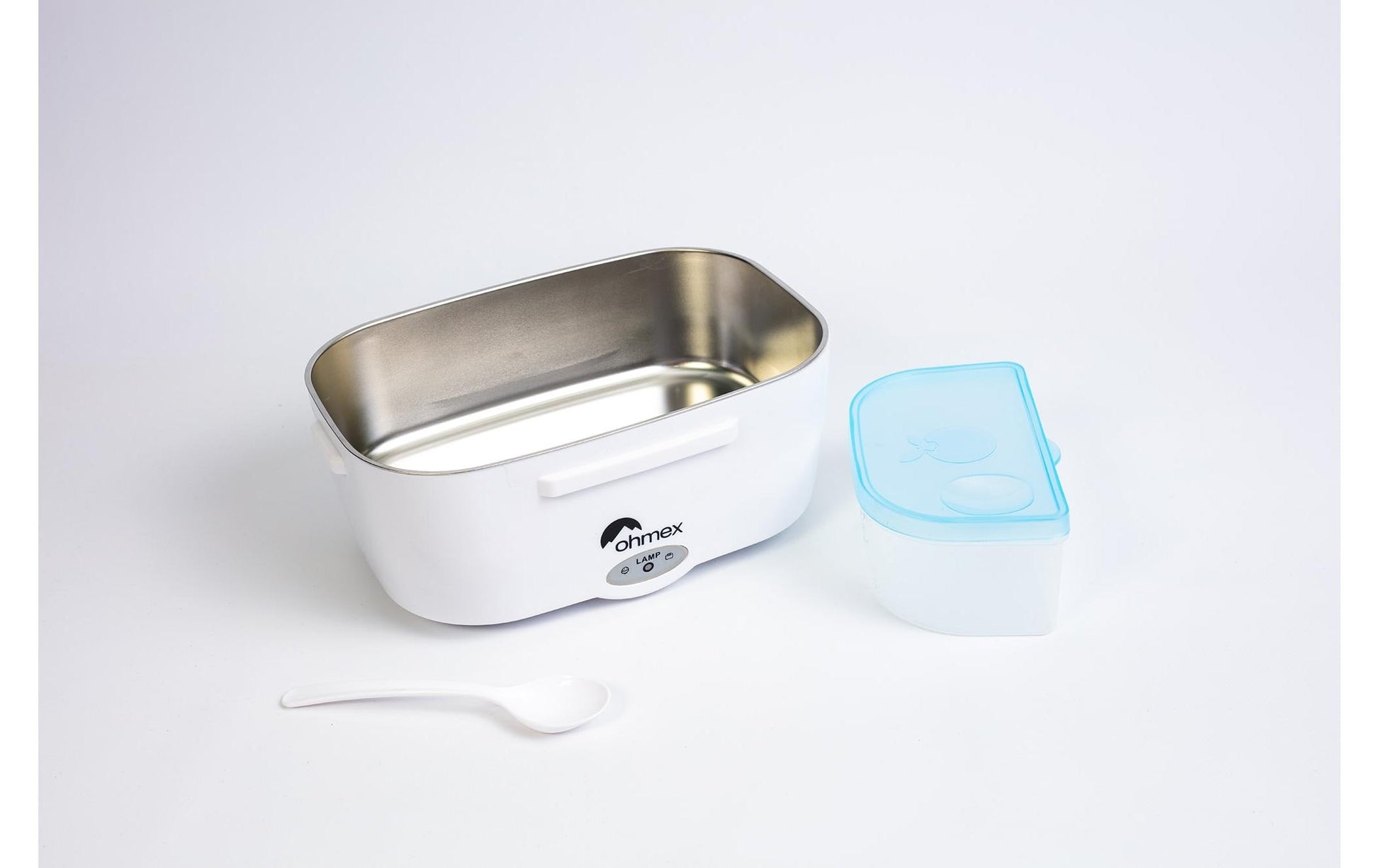 Ohmex Beheizte Lunchbox OHM-BOX-1240 – 1,5 l, 40 W, herausnehmbares Stromkabel – Blau/Weiss