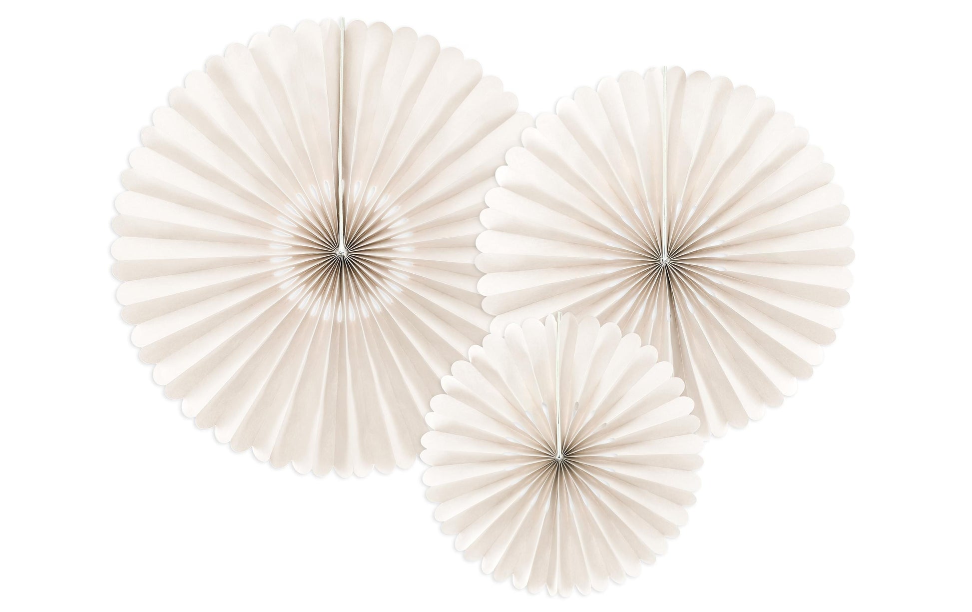 PartyDeco Rosetten – Beige – Ø 26 cm, Ø 34,5 cm, Ø 43 cm – 3 Stk