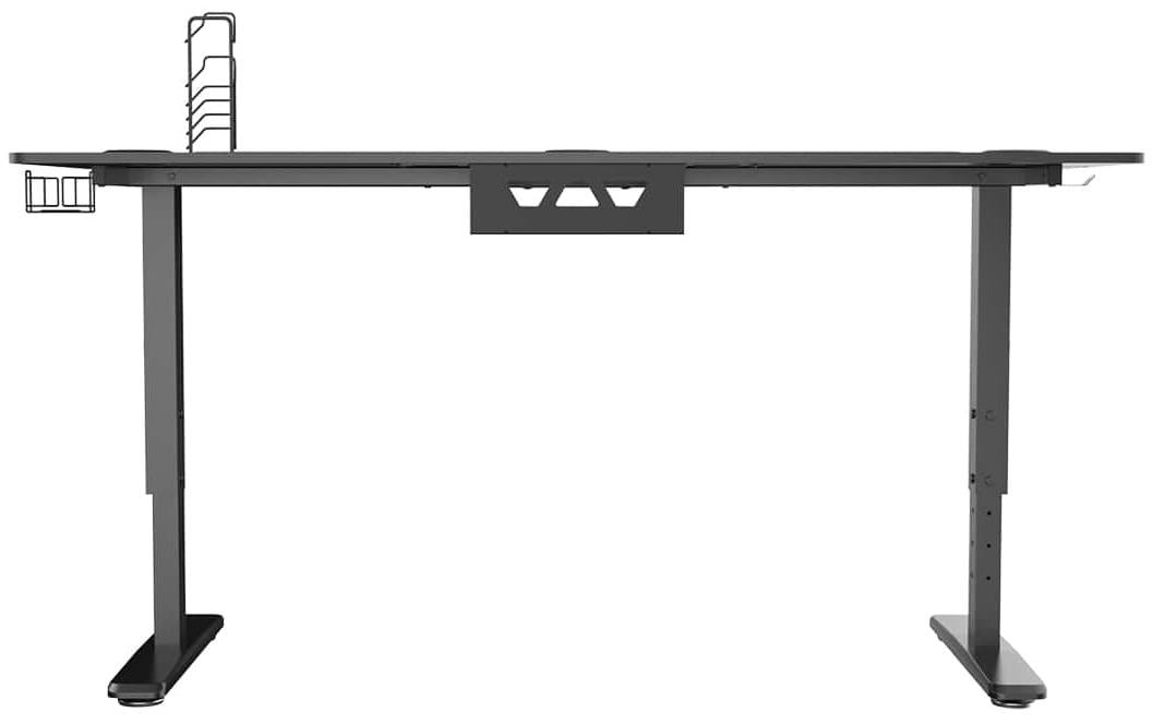 Ultradesk Rollbarer Computertisch, höhenverstellbar, 1'600×700×820 mm, bis 120 kg, Schwarz/Rot