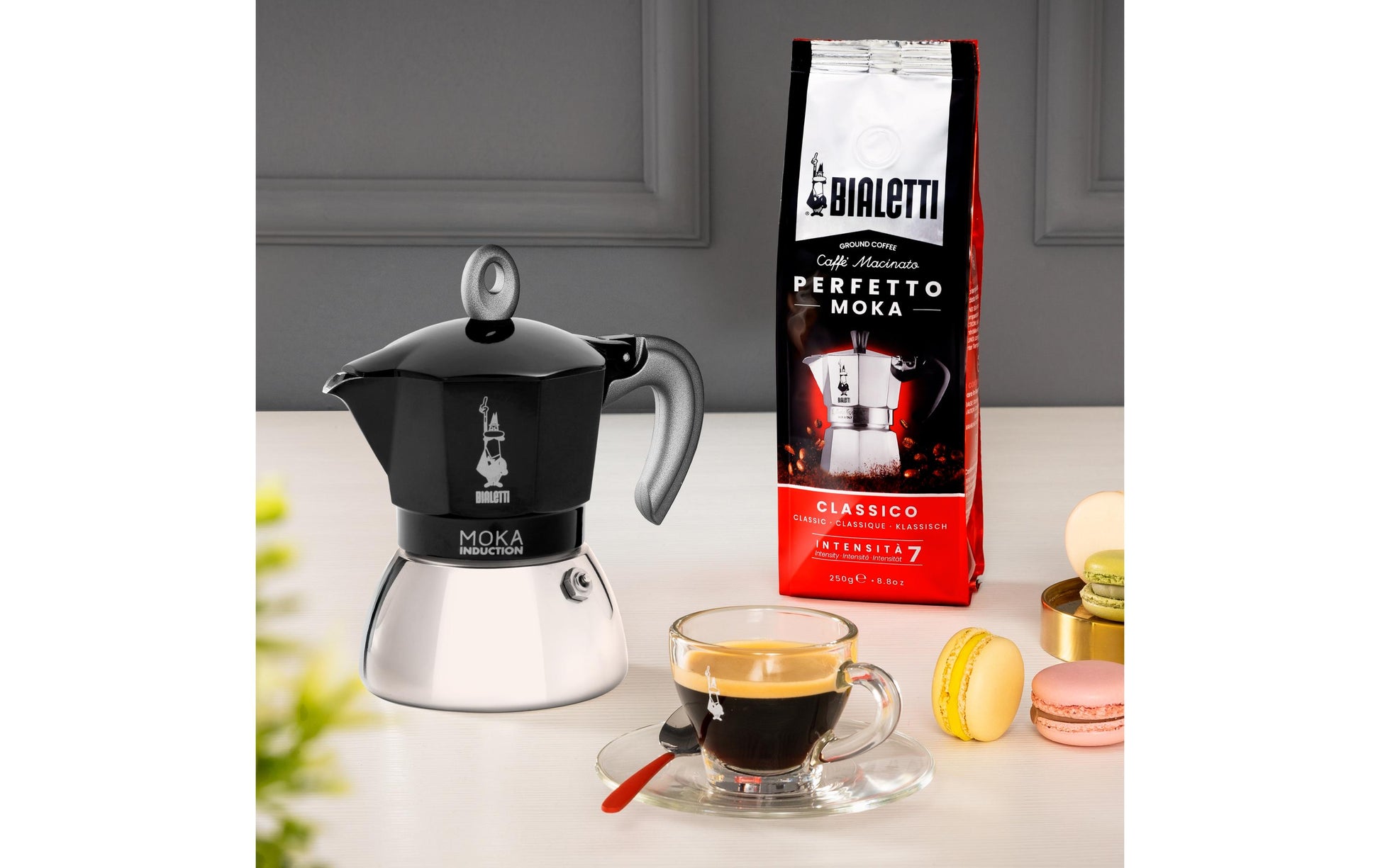 Bialetti Moka Induktion French Press / Kaffeebereiter – 0,1 l, 2 Tassen, Aluminium, Schwarz