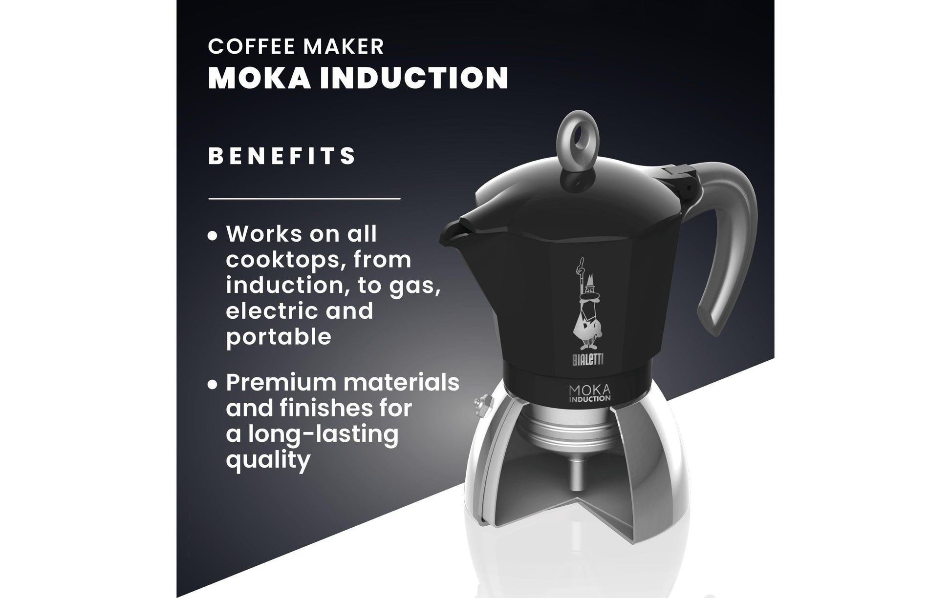 Bialetti Induktions-Mokka New Moka Induktion 6 French Press / Kaffeebereiter – 0,3 l, 6 Tassen, Aluminium