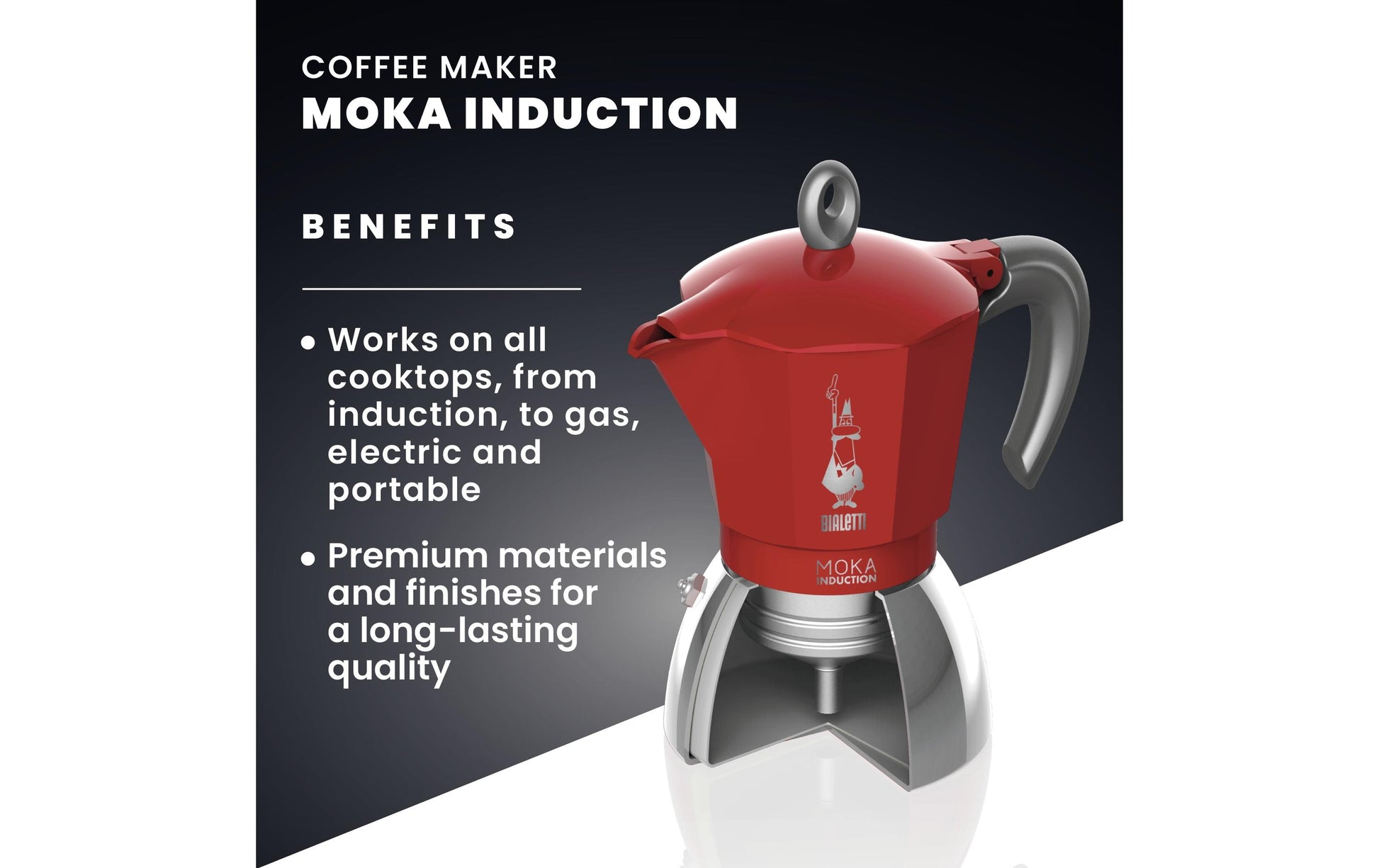 Bialetti New Moka Induktion – 6 Tassen, 0,3 l, Aluminium, Rot