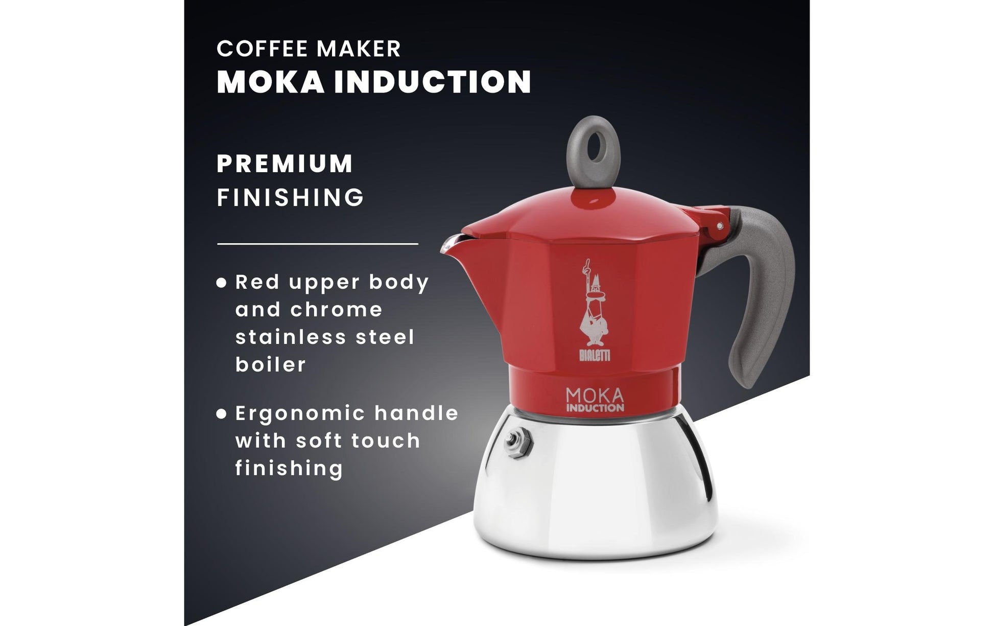 Bialetti French Press / Kaffeebereiter – für Elektrokochfelder, 0,2 l, 4 Tassen, Aluminium/Rot
