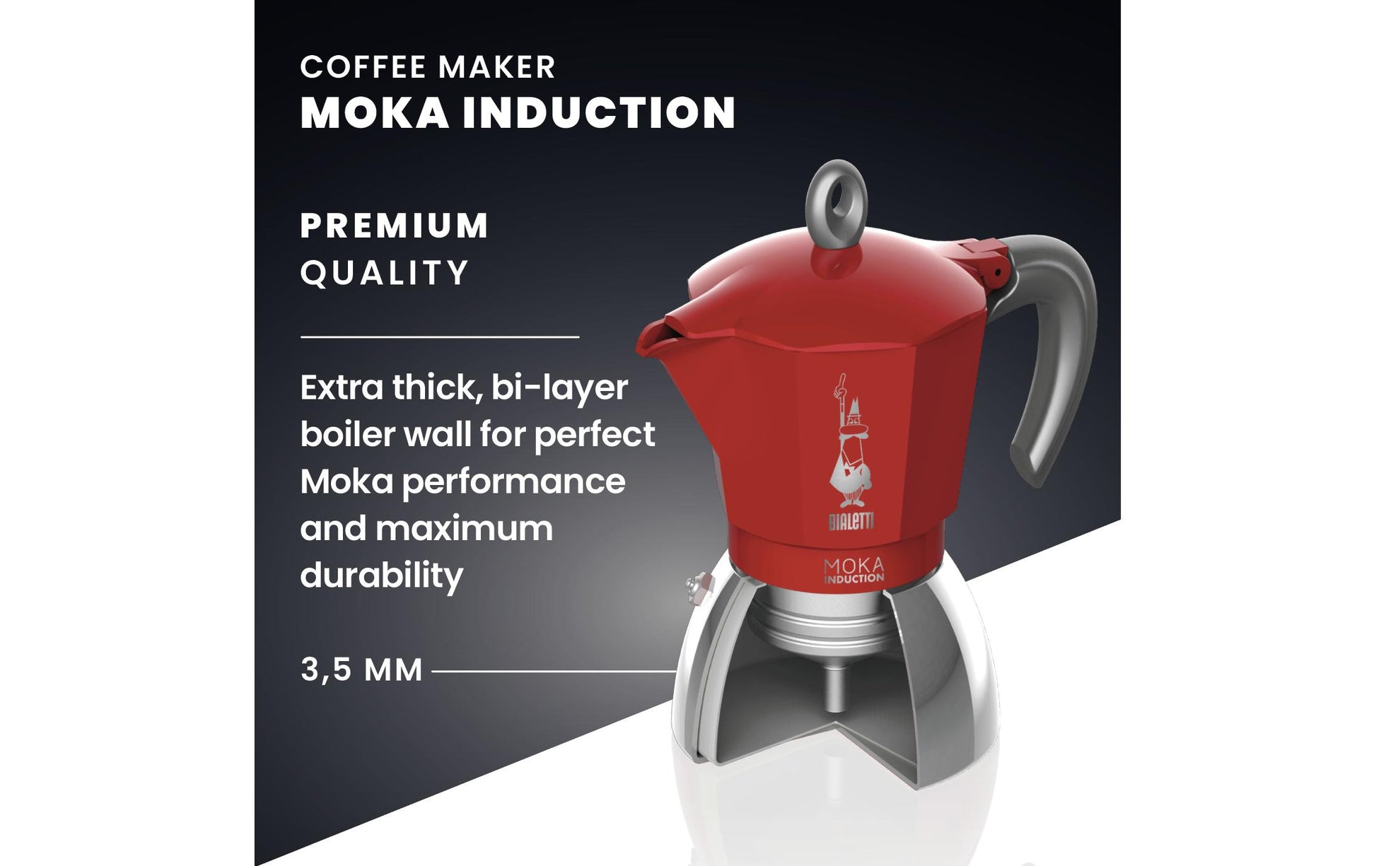 Bialetti French Press / Kaffeebereiter – für Elektrokochfelder, 0,2 l, 4 Tassen, Aluminium/Rot