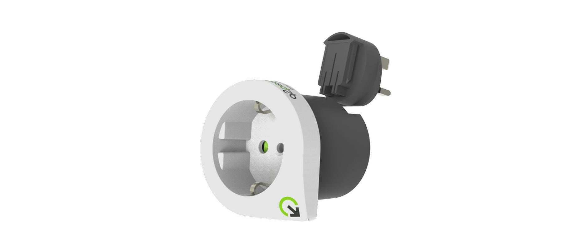 Q2power Qplux 3 in 1 Reiseadapter – USA zu Europa, 3-polig, ohne USB-Ladeanschluss, für Geräte mit US-Stecker