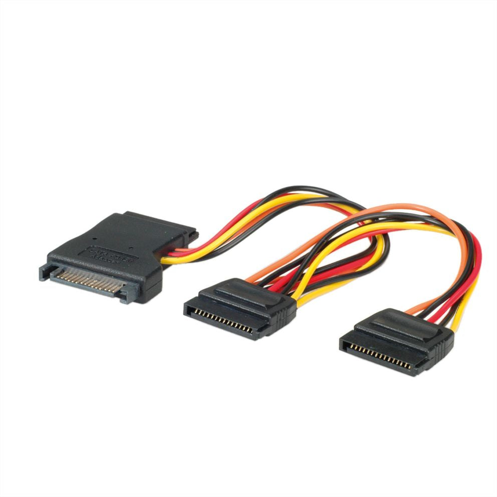 ROLINE SATA Y-Stromkabel – SATA 15-polig (Power) Buchse – 3× SATA 15-polig (Power) Stecker, 0,3 m