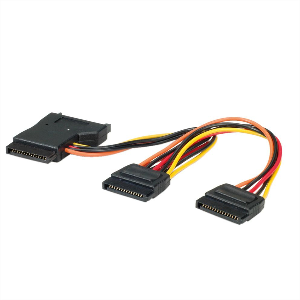ROLINE SATA Y-Stromkabel – SATA 15-polig (Power) Buchse – 3× SATA 15-polig (Power) Stecker, 0,3 m
