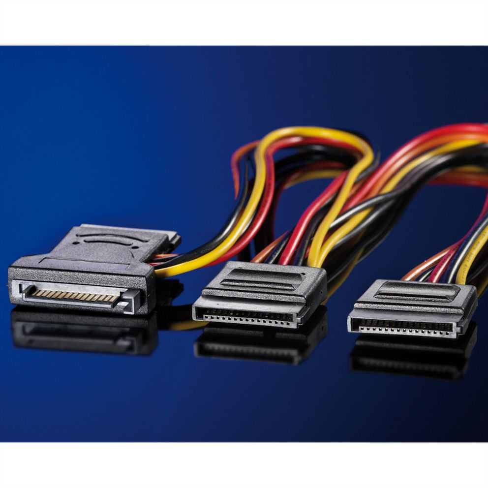 ROLINE SATA Y-Stromkabel – SATA 15-polig (Power) Buchse – 3× SATA 15-polig (Power) Stecker, 0,3 m