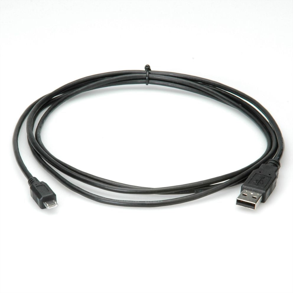 ROLINE USB-Kabel – USB-A auf Micro-USB-B Kabel – USB 2.0 (480 Mbit/s) – 1,8 m – Schwarz