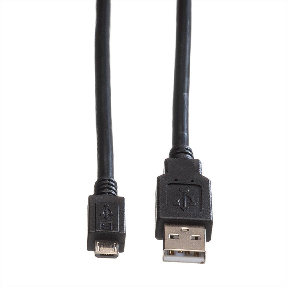 ROLINE USB-Kabel – USB-A auf Micro-USB-B Kabel – USB 2.0 (480 Mbit/s) – 1,8 m – Schwarz