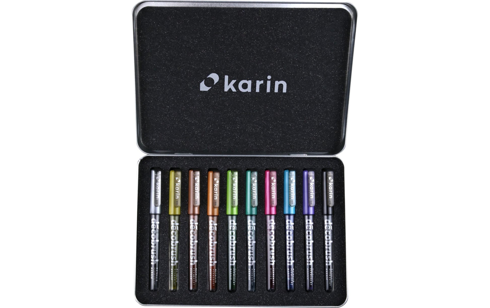 Karin DécoBrush Paint Marker Metallic – Pinselspitze – Mehrfarbig, 10er-Pack