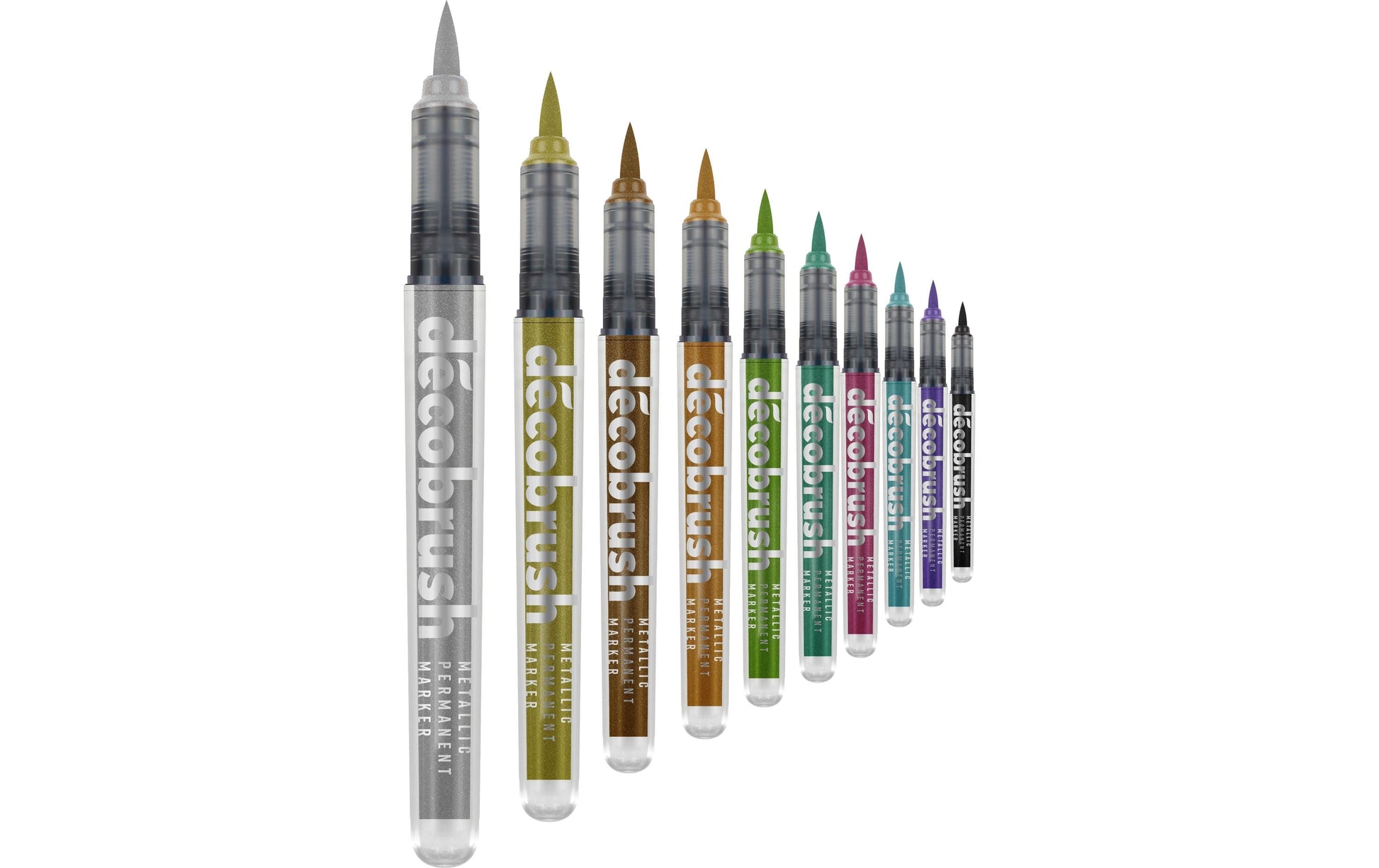 Karin DécoBrush Paint Marker Metallic – Pinselspitze – Mehrfarbig, 10er-Pack