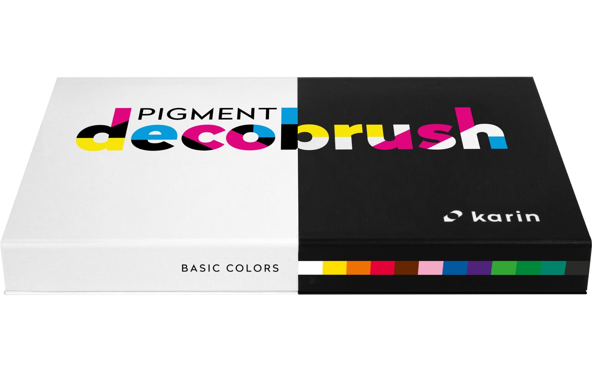 Karin Pigment Decobrush Acrylmarker – Pinselspitze – Basic Colors, 12er-Set – für Glas, Metall und Kunststoff