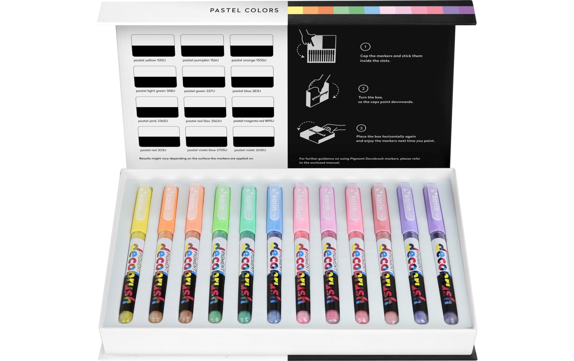 Karin Pigment Decobrush Acrylmarker – Pinselspitze – Pastell-Set (12 Farben)