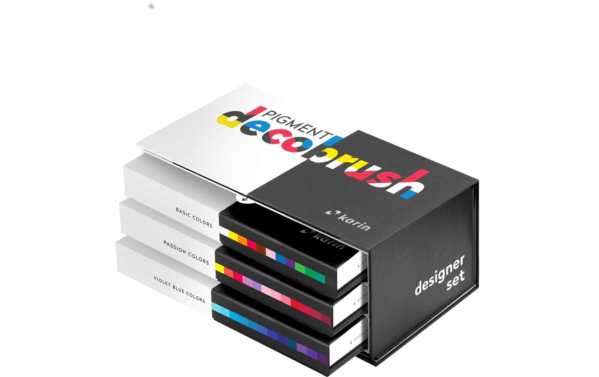Karin Pigment-Decobrush-Marker für Papier, Metall, Glas usw. – 36 Farben, 2,4 ml