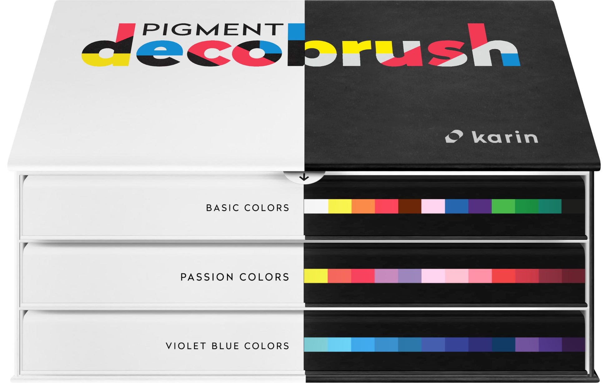 Karin Pigment-Decobrush-Marker für Papier, Metall, Glas usw. – 36 Farben, 2,4 ml