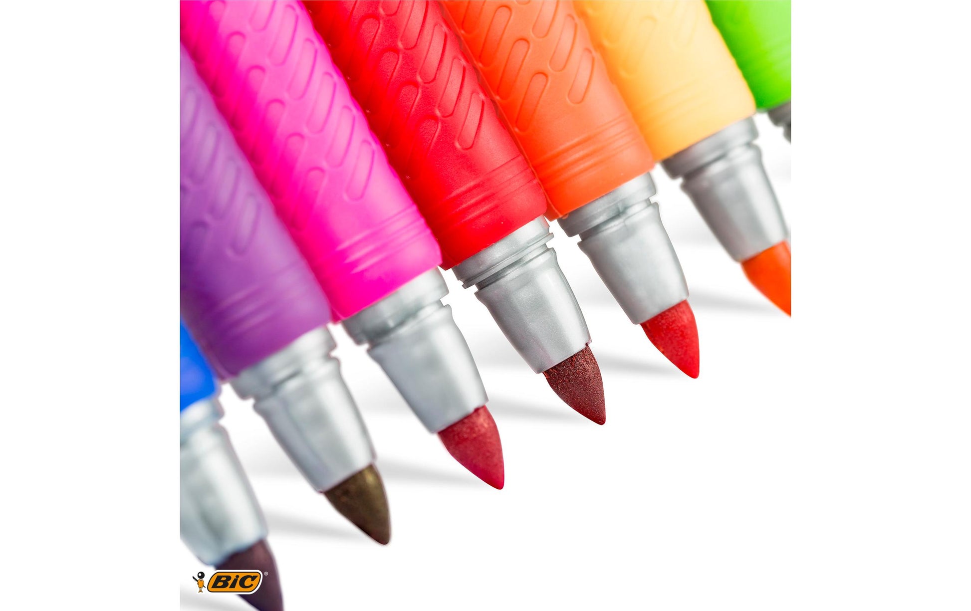 BIC Permanentmarker – Rundspitze 1,8 mm – Mehrfarbig – 24er-Set – für Glas, Metall