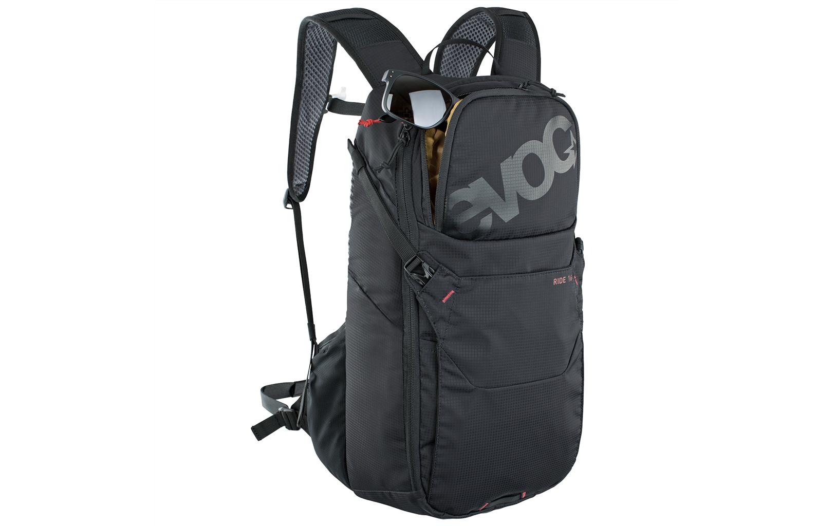 EVOC Sportrucksack Ride – 16 l, mit Helmfixierung, Nylon – Schwarz, 240 × 490 × 140 mm