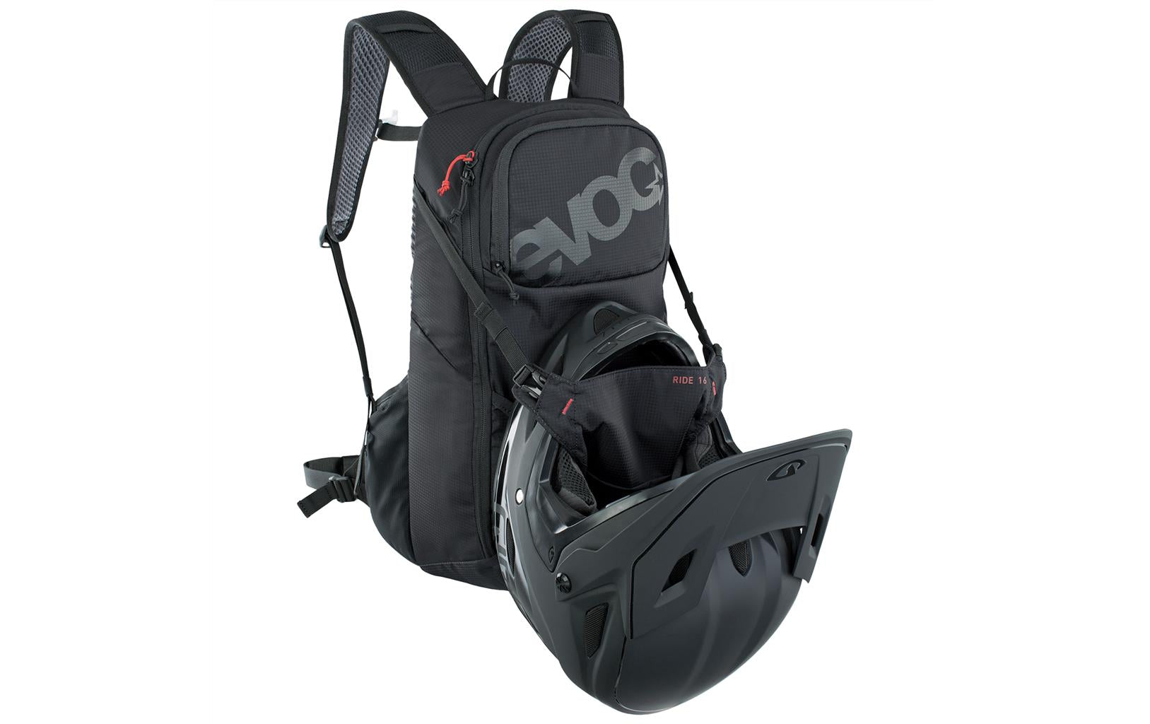 EVOC Sportrucksack Ride – 16 l, mit Helmfixierung, Nylon – Schwarz, 240 × 490 × 140 mm