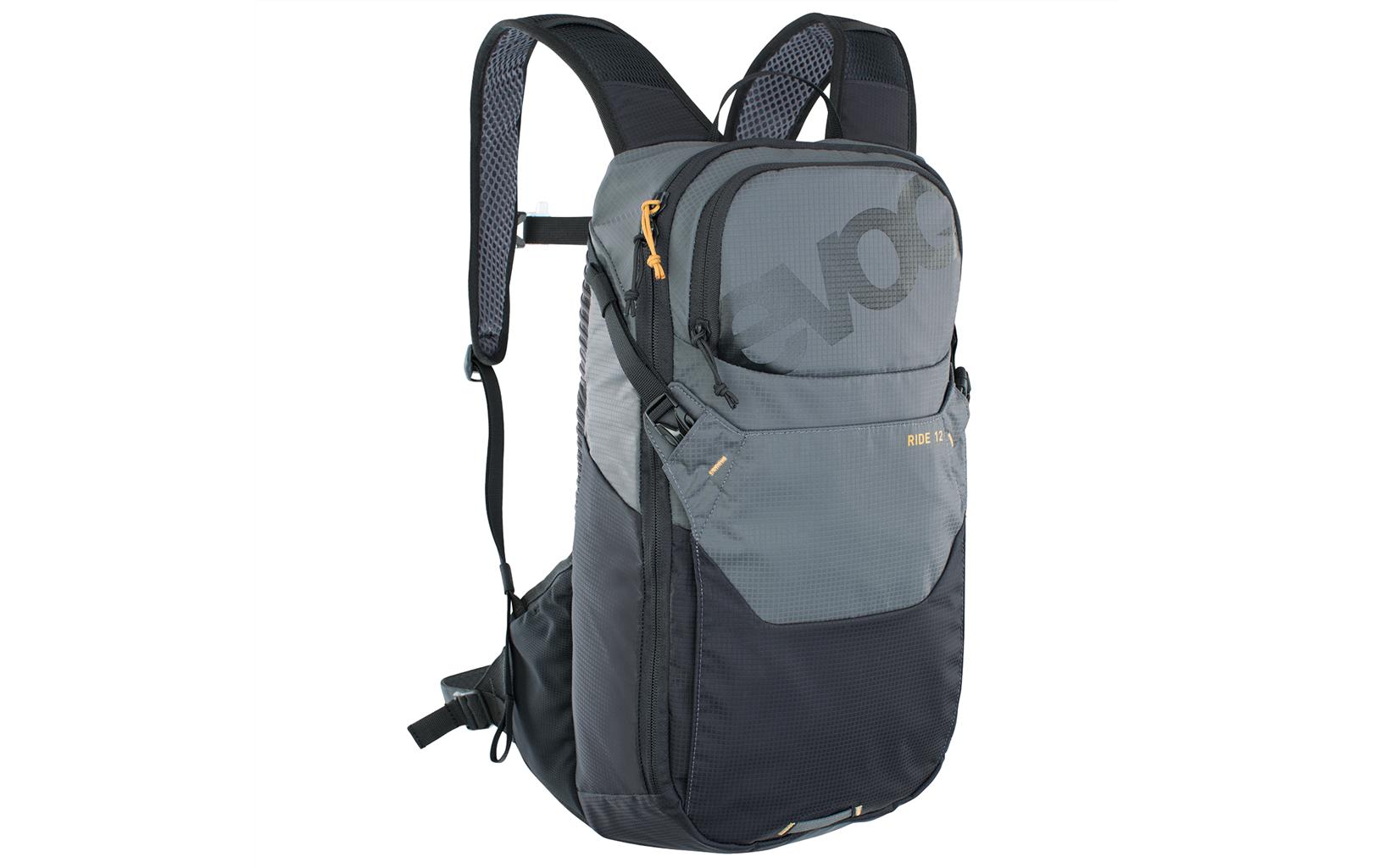 EVOC Sportrucksack Ride – 12 l, mit Trinksystem, Nylon – Schwarz/Grau, 240 × 470 × 100 mm