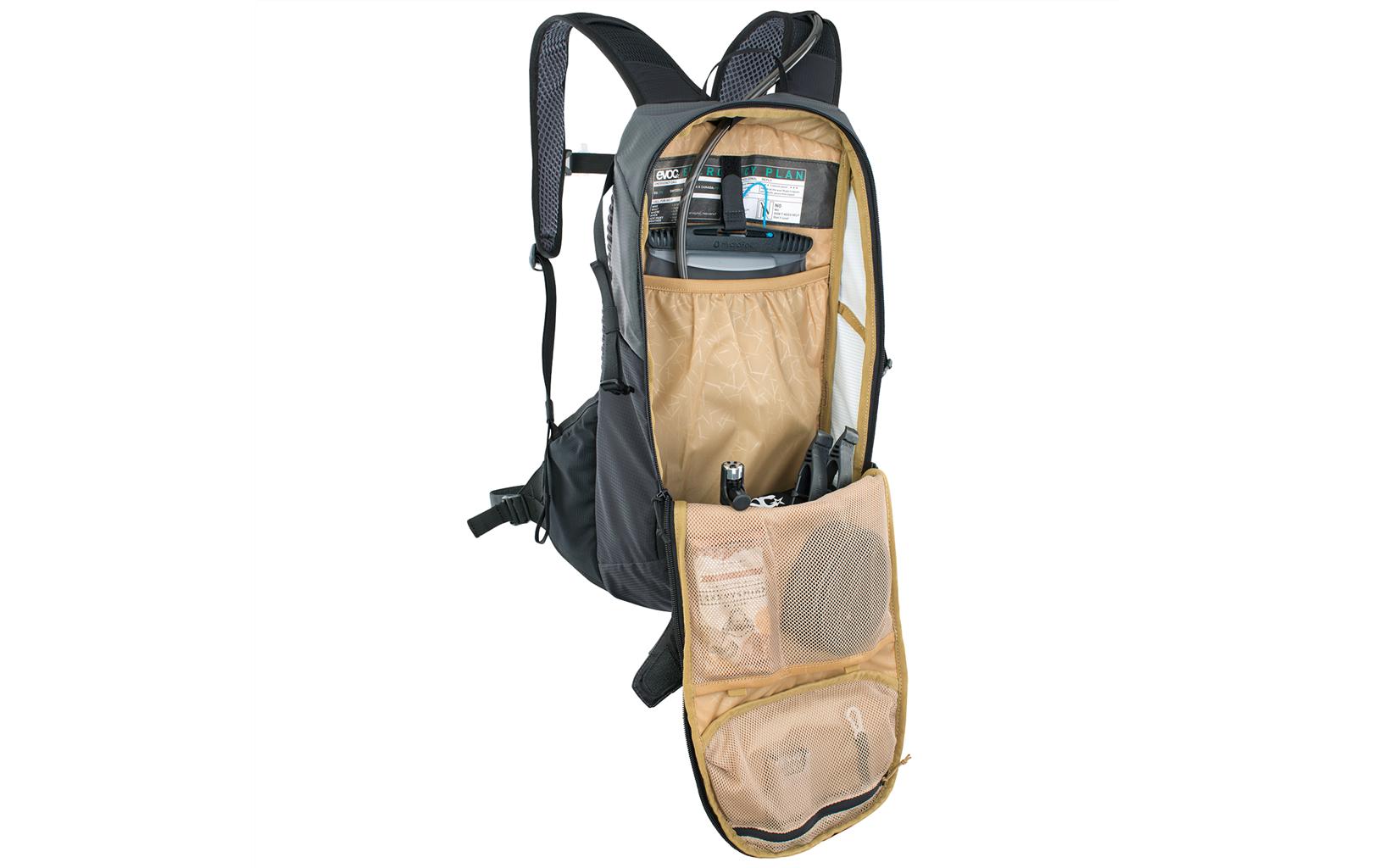 EVOC Sportrucksack Ride – 12 l, mit Trinksystem, Nylon – Schwarz/Grau, 240 × 470 × 100 mm