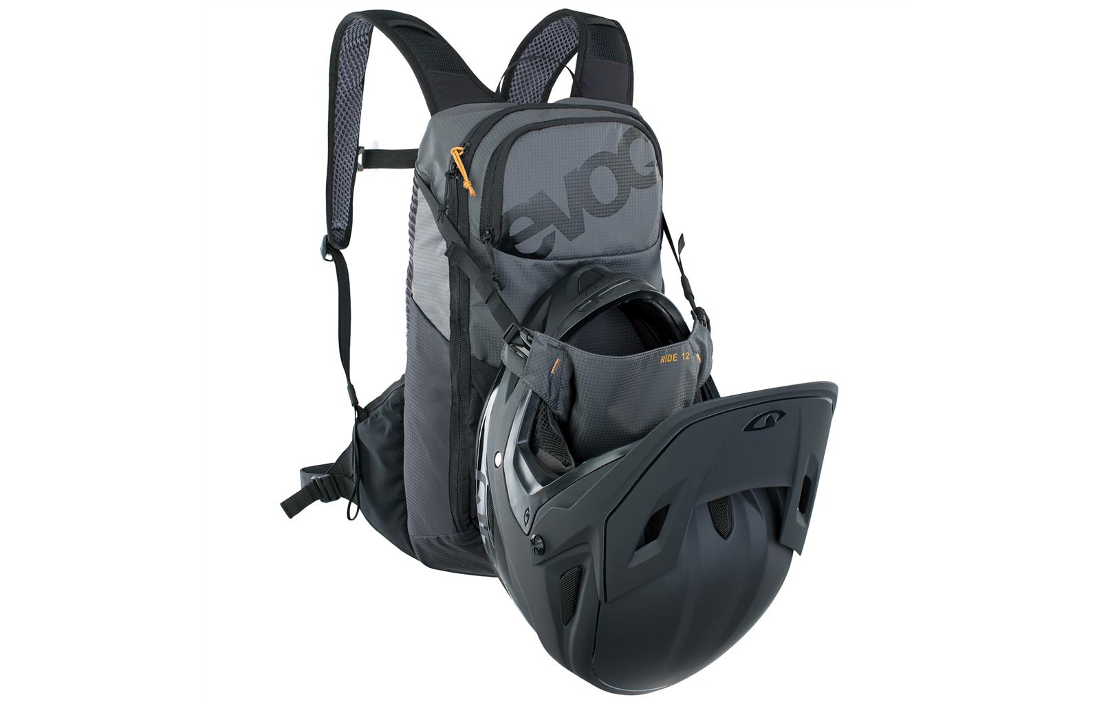 EVOC Sportrucksack Ride – 12 l, mit Trinksystem, Nylon – Schwarz/Grau, 240 × 470 × 100 mm