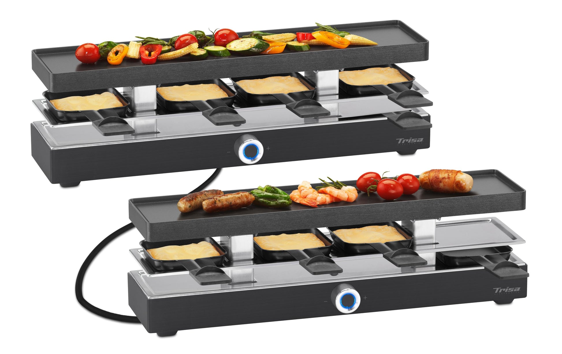 Trisa Raclette Style Connect – 8 Personen, Aluguss-Grillplatte, 1800 W – Schwarz