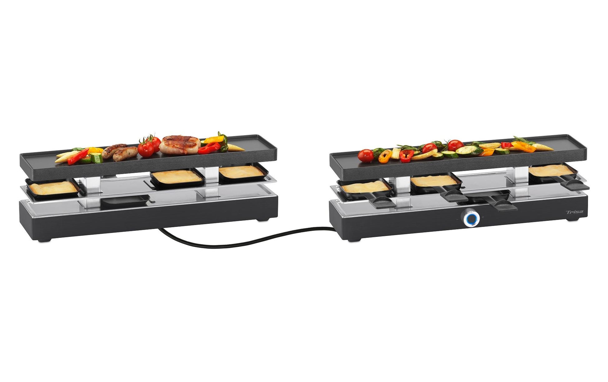 Trisa Raclette Style Connect – 8 Personen, Aluguss-Grillplatte, 1800 W – Schwarz