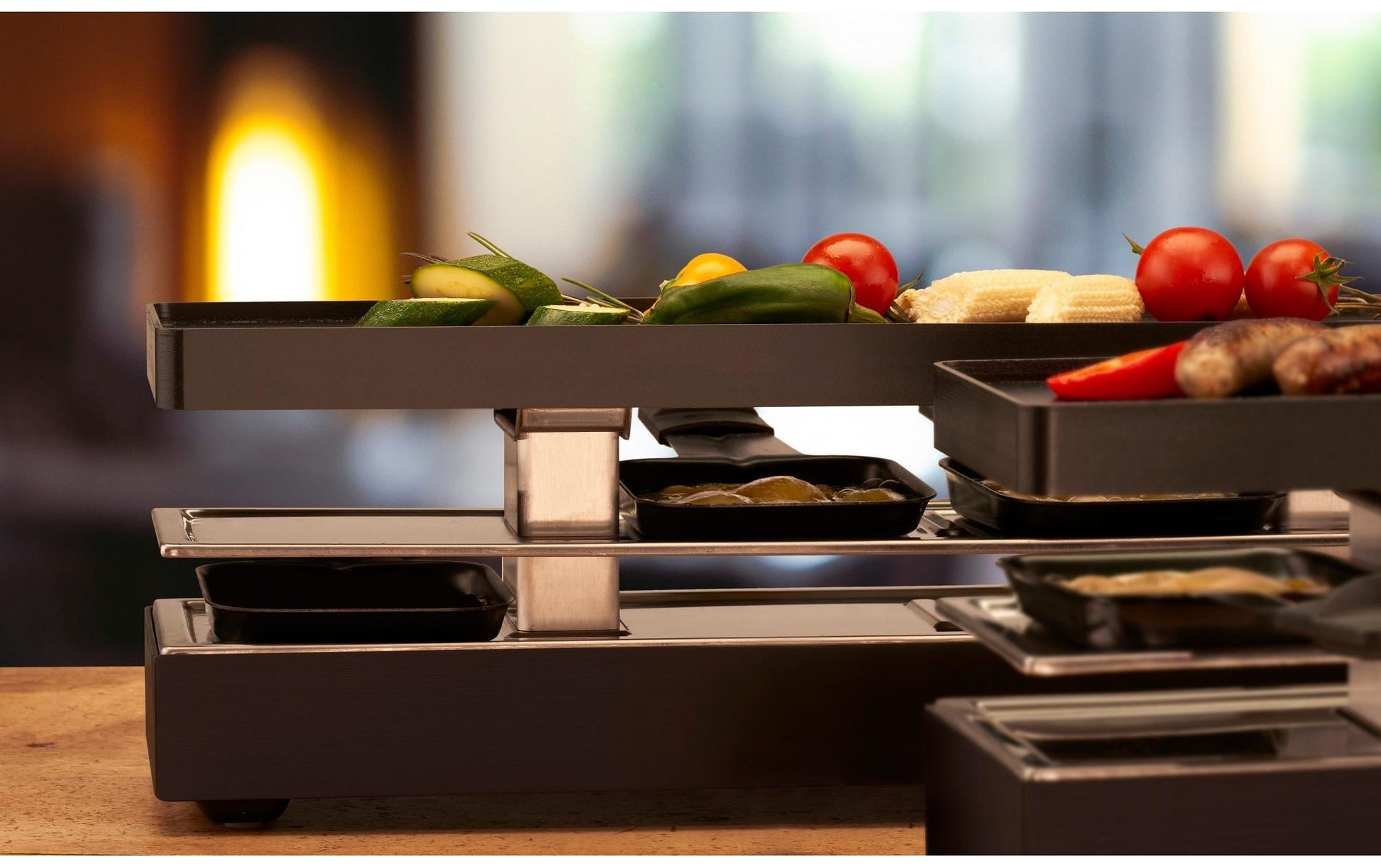 Trisa Raclette Style Connect – 8 Personen, Aluguss-Grillplatte, 1800 W – Schwarz