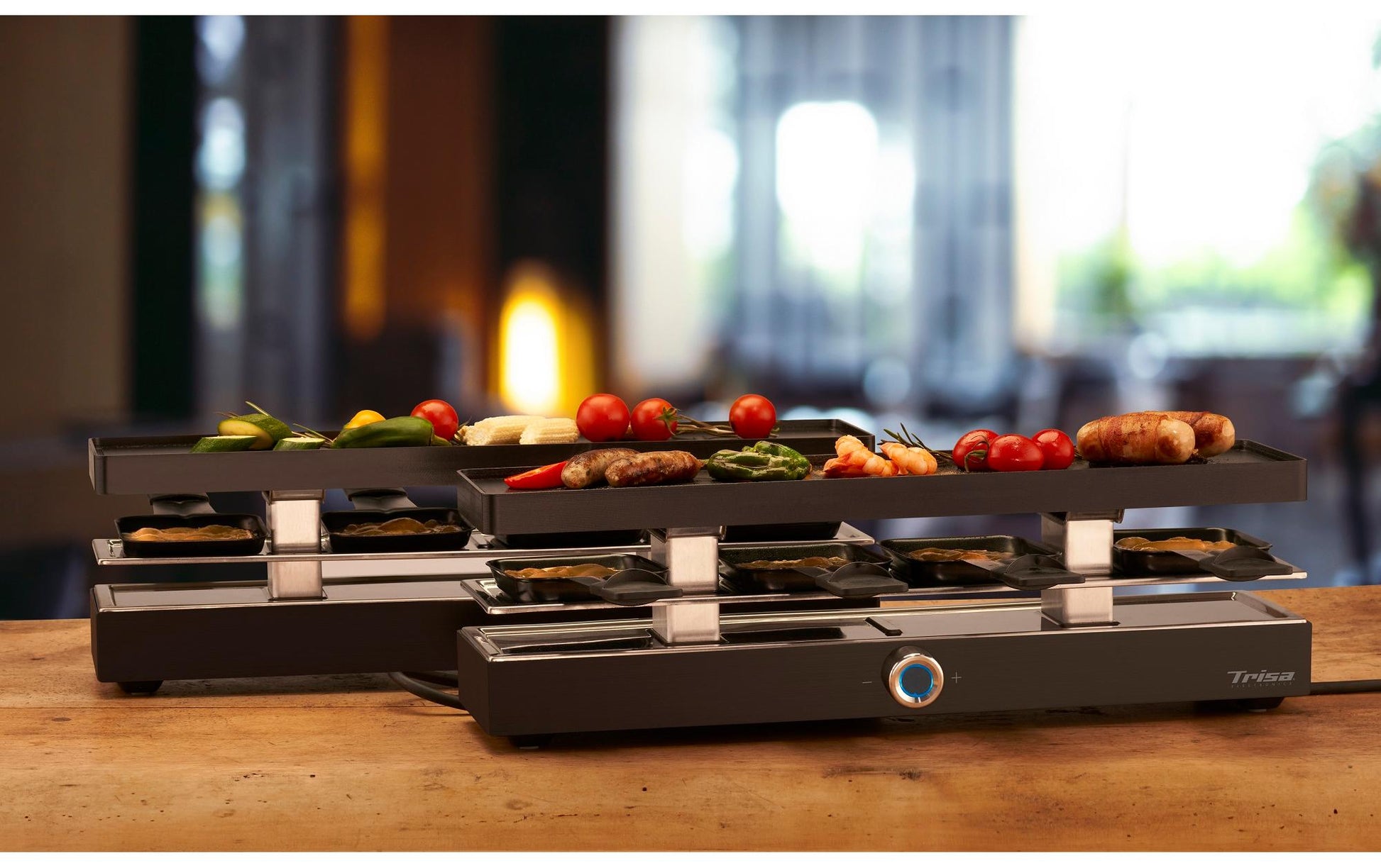 Trisa Raclette Style Connect – 8 Personen, Aluguss-Grillplatte, 1800 W – Schwarz