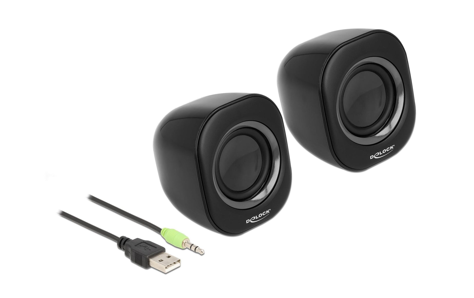 DeLOCK Mini Stereo – PC-Lautsprecher – 2.0, 2 W, 3,5 mm, Schwarz