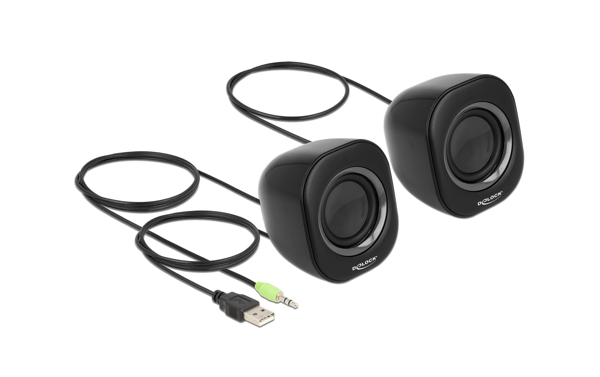 DeLOCK Mini Stereo – PC-Lautsprecher – 2.0, 2 W, 3,5 mm, Schwarz