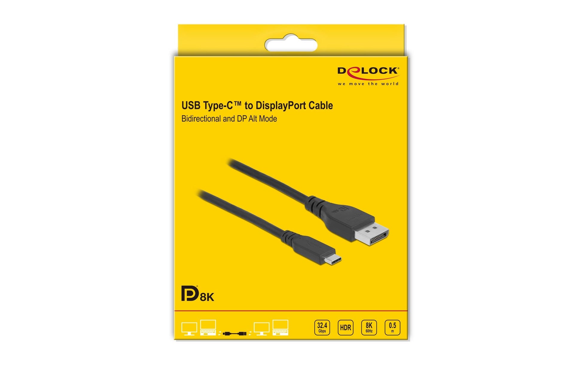 DeLOCK USB-C auf DisplayPort Kabel DP 1.4 8K 60 Hz – 0,5 m – HDR
