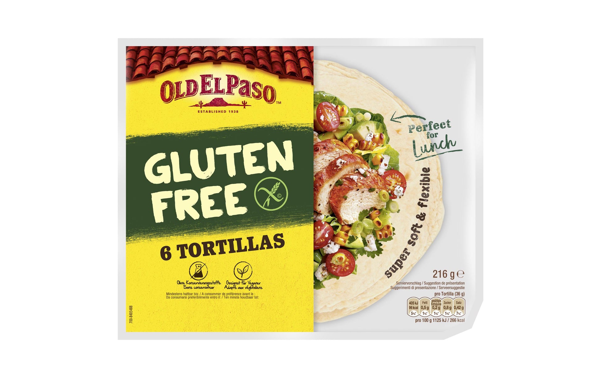 Old El Paso Tortillas – weich, glutenfrei – 6 × 36 g