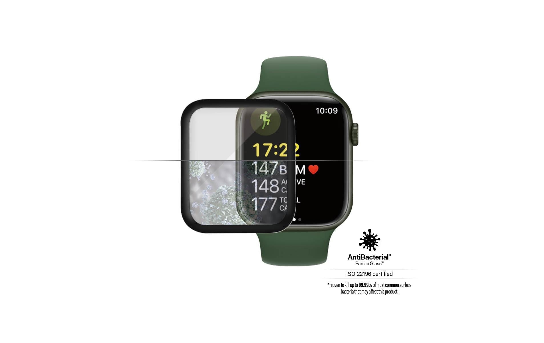 PanzerGlass Displayschutz für Apple Watch Series 7, Series 8 und Series 9 41 mm – Gehärtetes Glas, Transparent