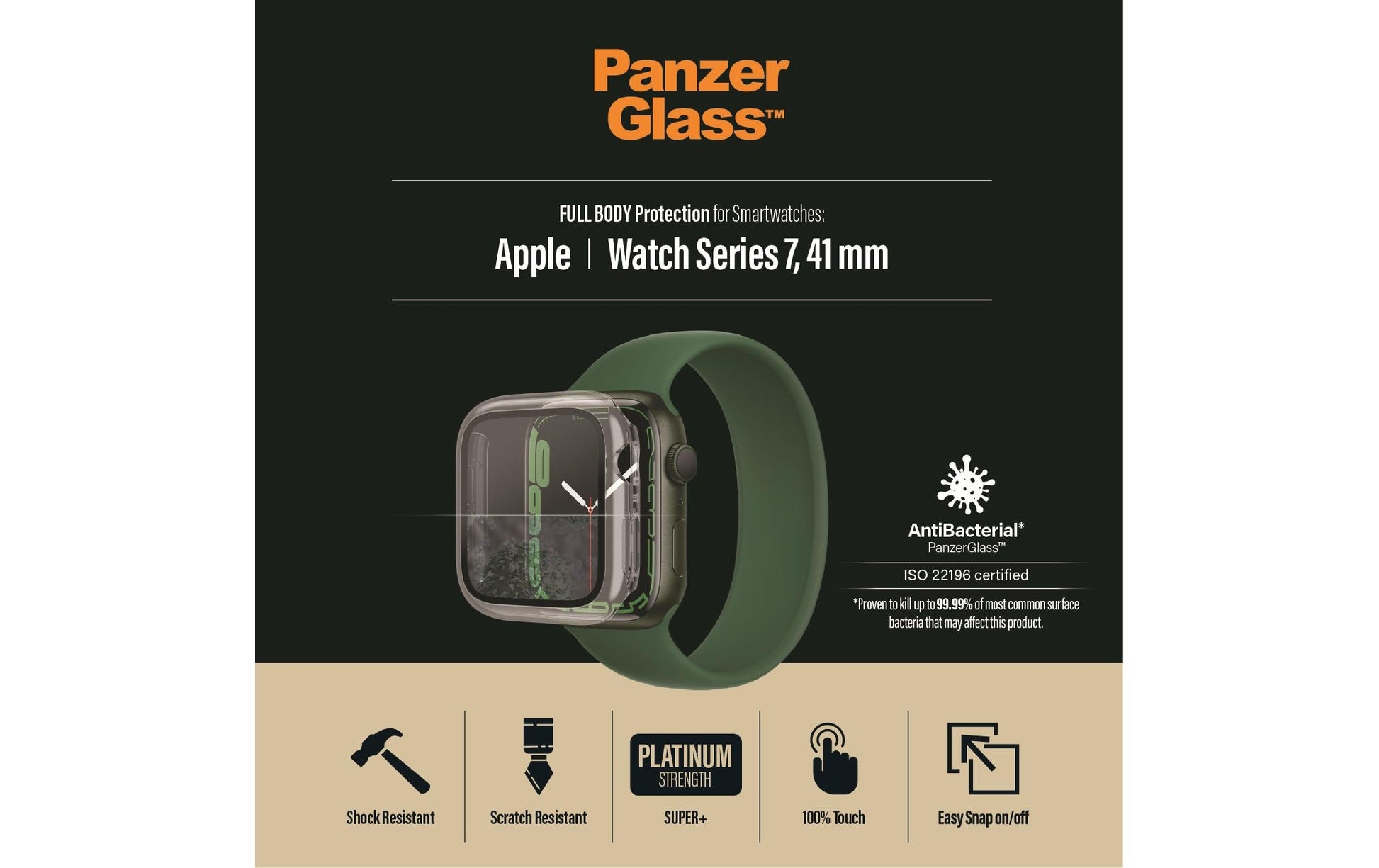PanzerGlass Full Body (Std) – Displayschutz – für Apple Watch Series 7/8 41 mm, Transparent, 1 Stück