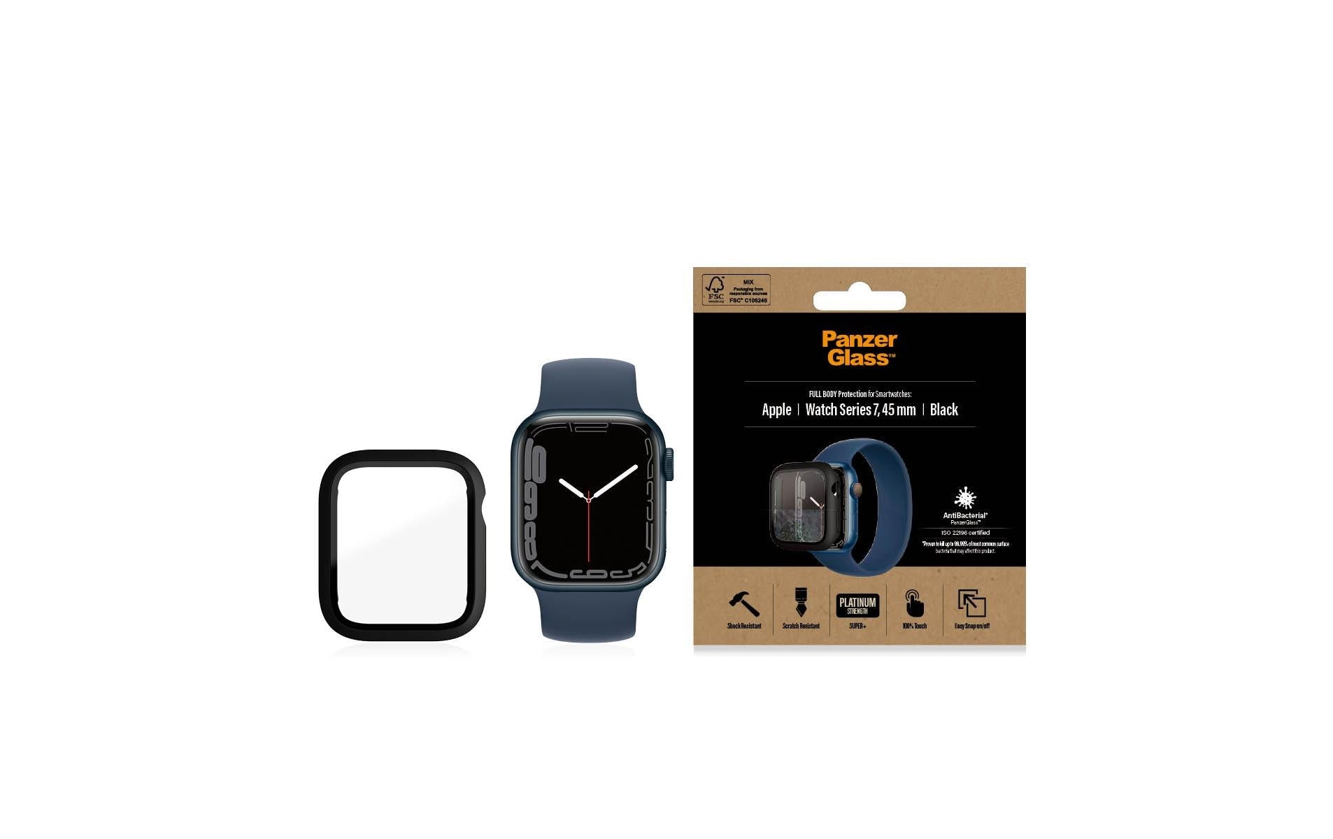 PanzerGlass Full Body 45 mm – Gehärtetes Glas, Schwarz, für Apple Watch Series 7/8