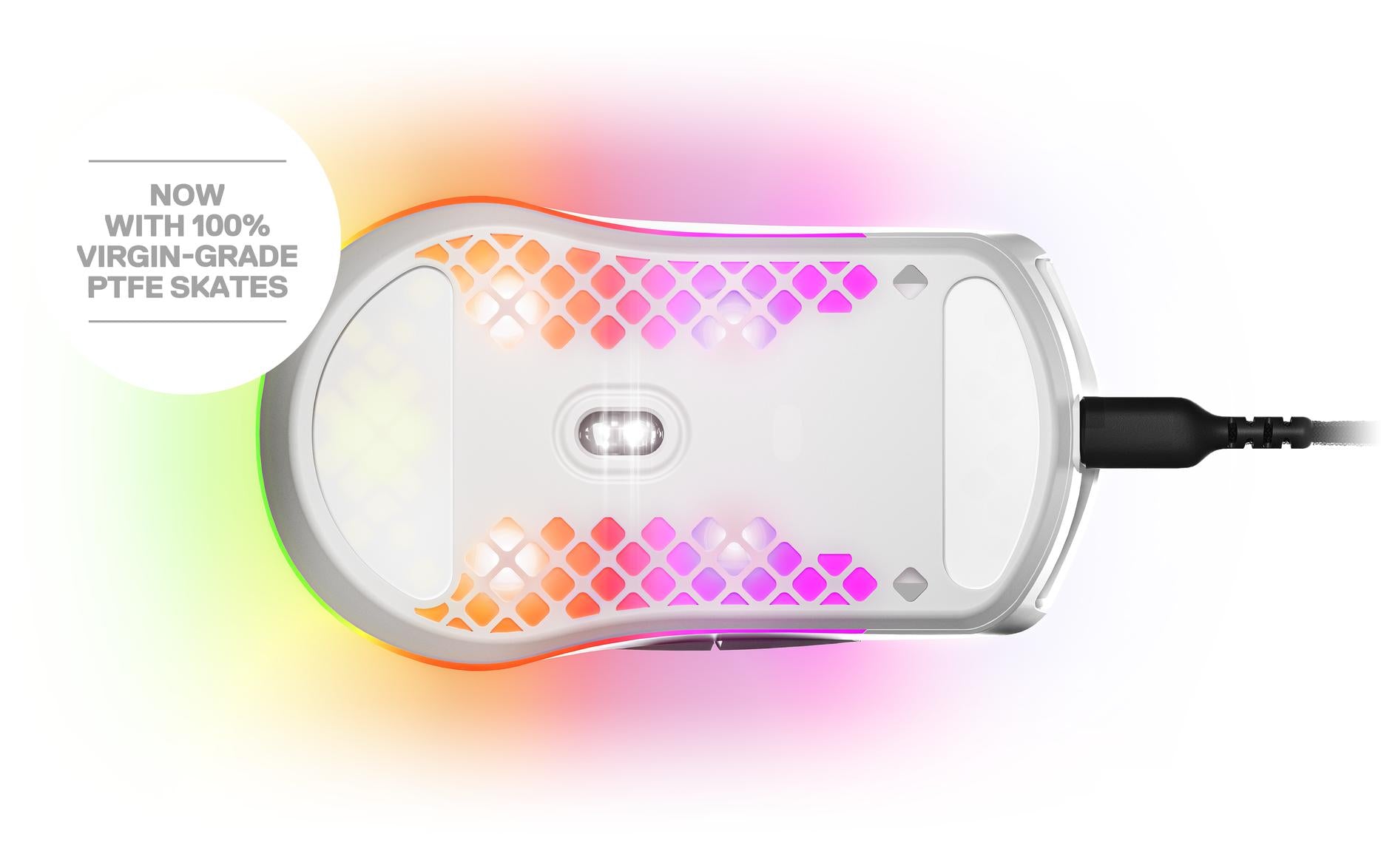 SteelSeries Aerox 3 – Gaming-Maus – Kabelgebunden (USB-C), 8500 DPI, RGB-Beleuchtung, rechts, Weiss
